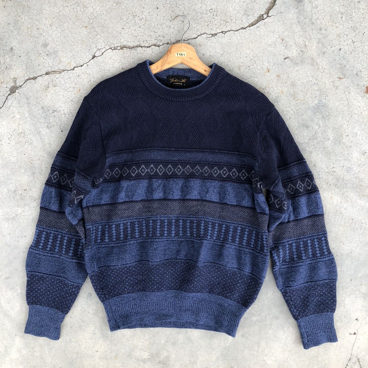 Japanese Brand 🔴Vintage Knitsweater Strecth/Memeri Like Coogi Pattern Size US M / EU 48-50 / 2 - 2 Thumbnail