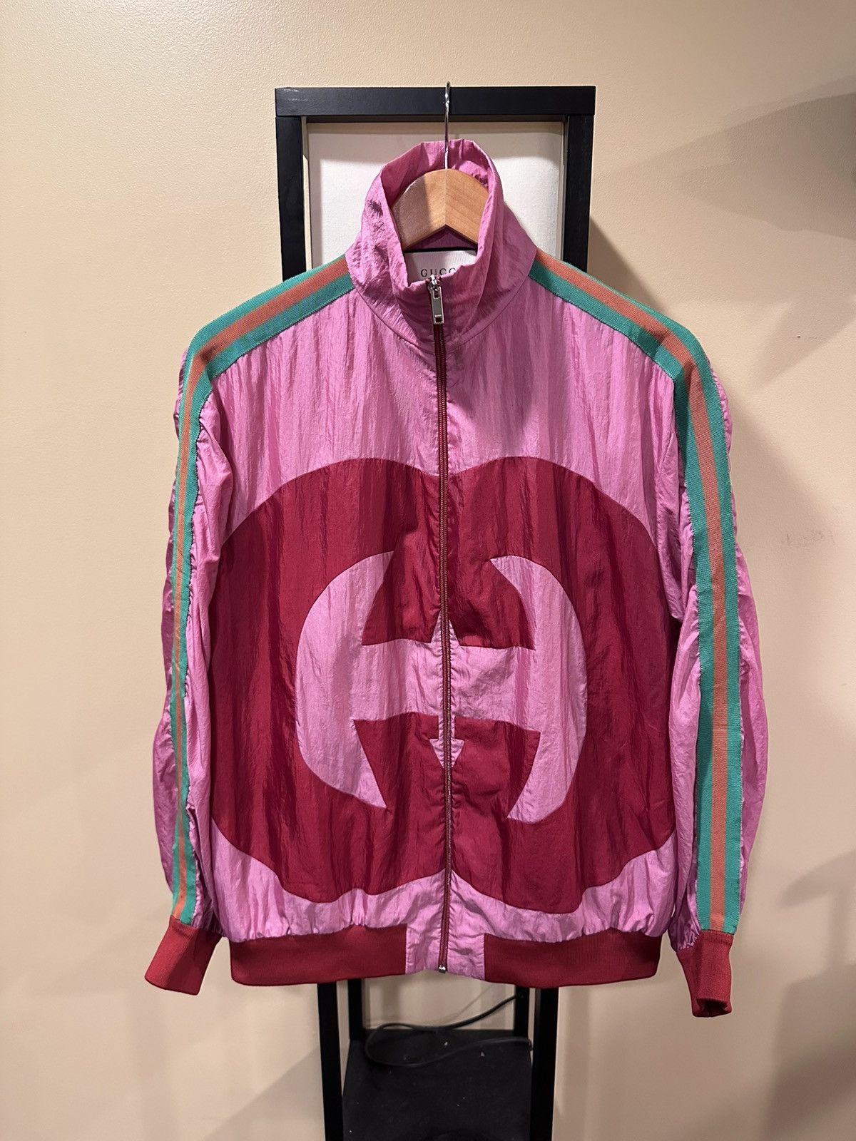 Gucci Gucci GG Logo Pink Zip Up Windbreaker Technical 2018 Jacket Size US M / EU 48-50 / 2 - 8 Thumbnail