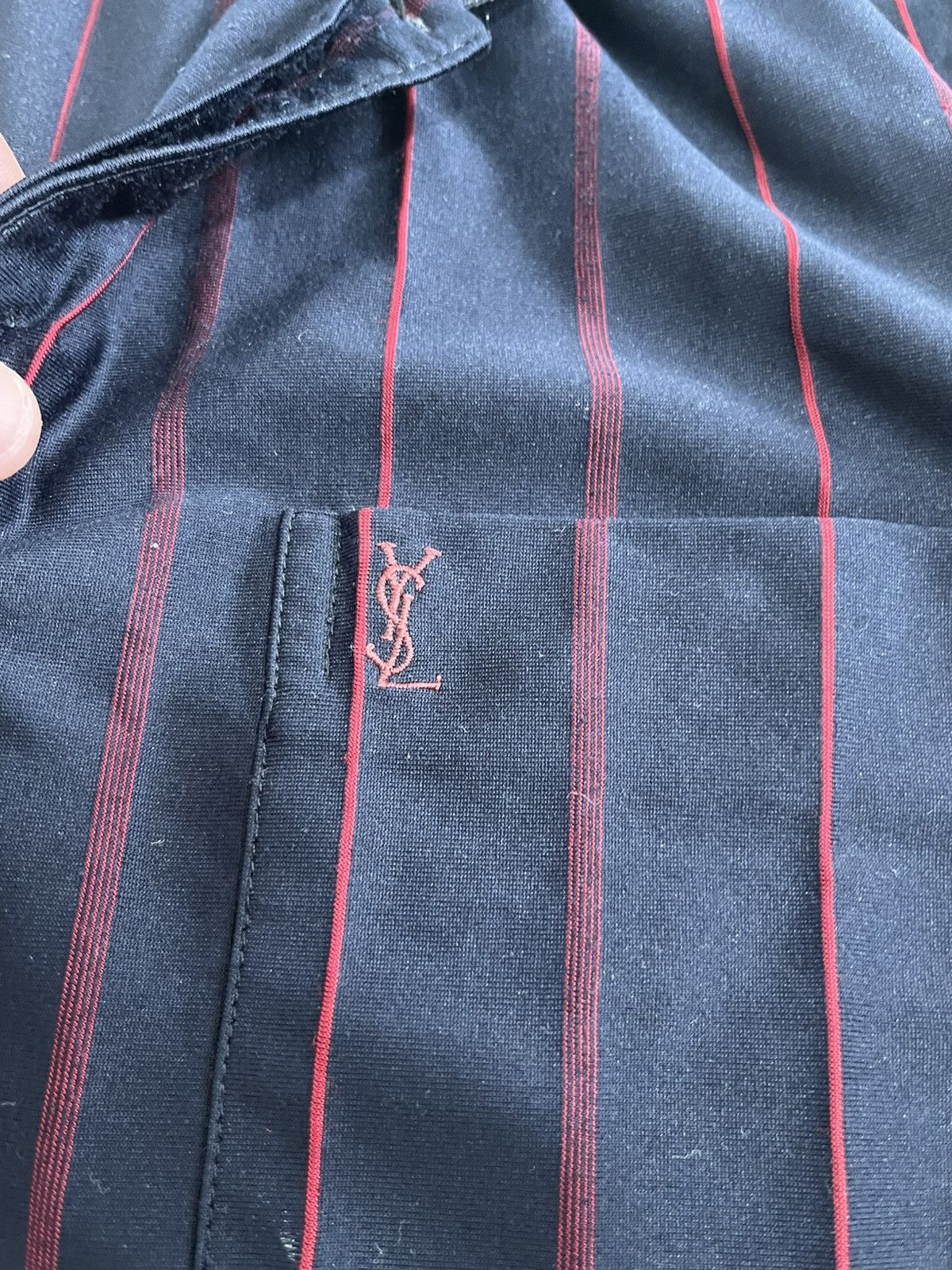 Vintage Yves Saint Laurent YSL Vintage Silk Polo T-Shirt Striped Size US XL / EU 56 / 4 - 4 Thumbnail
