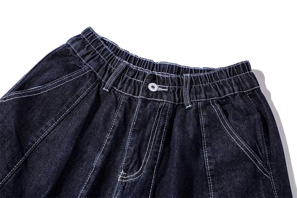 Japanese Brand × Jean Solid color multi-pocket washed wide-leg straight jeans Size US 34 / EU 50 - 3 Thumbnail
