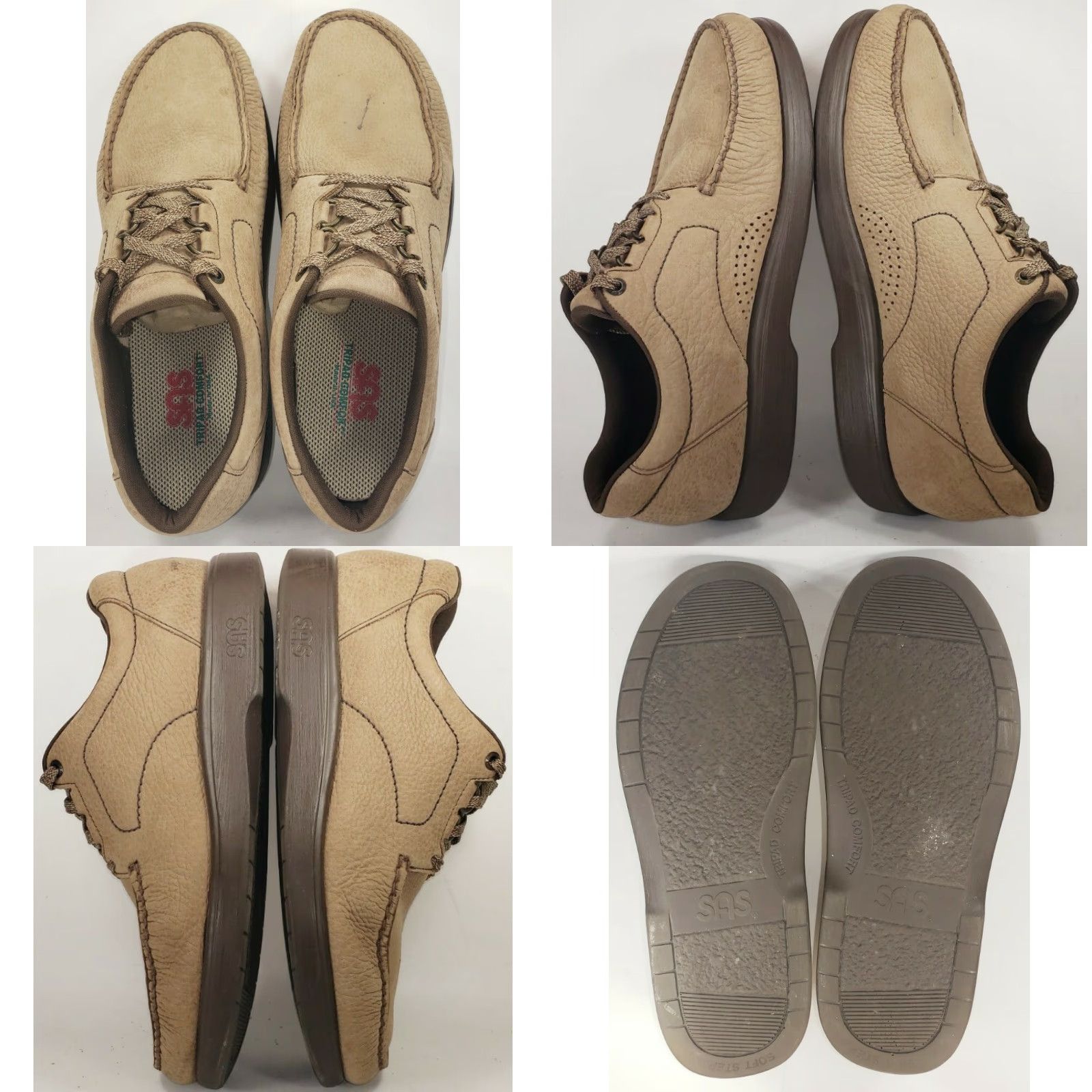 SAS SAS Bout Time MENS 12M Light Brown Suede Leather Oxford All Seasons Casual Lace Up Comfort Insole Triad Comfort System Mens Shoes Brown Size US 12 / EU 45 - 8 Thumbnail
