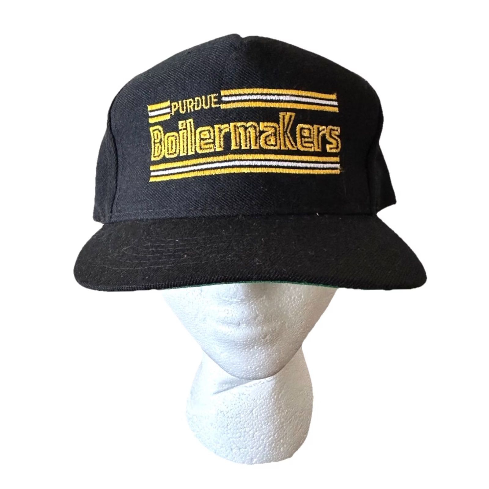 NCAA VINTAGE 80s Purdue Boilermakers Black Wool NCAA Snapback Hat Cap NWOT RARE AJD Adjustable Cap Mens Women? Size ONE SIZE - 2 Thumbnail