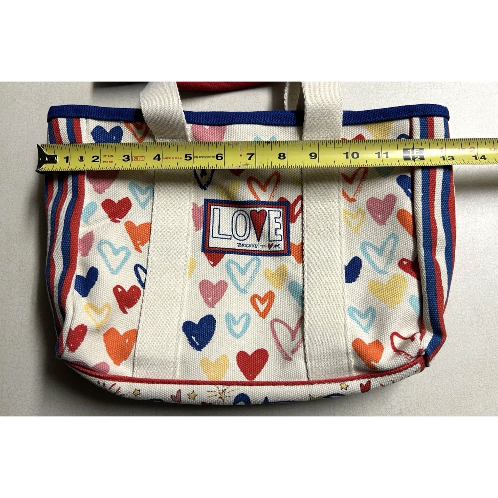 Brighton VINTAGE Brighton Mini Canvas Tote Love Hearts Print Crossbody Bag Purse Size ONE SIZE - 8 Thumbnail