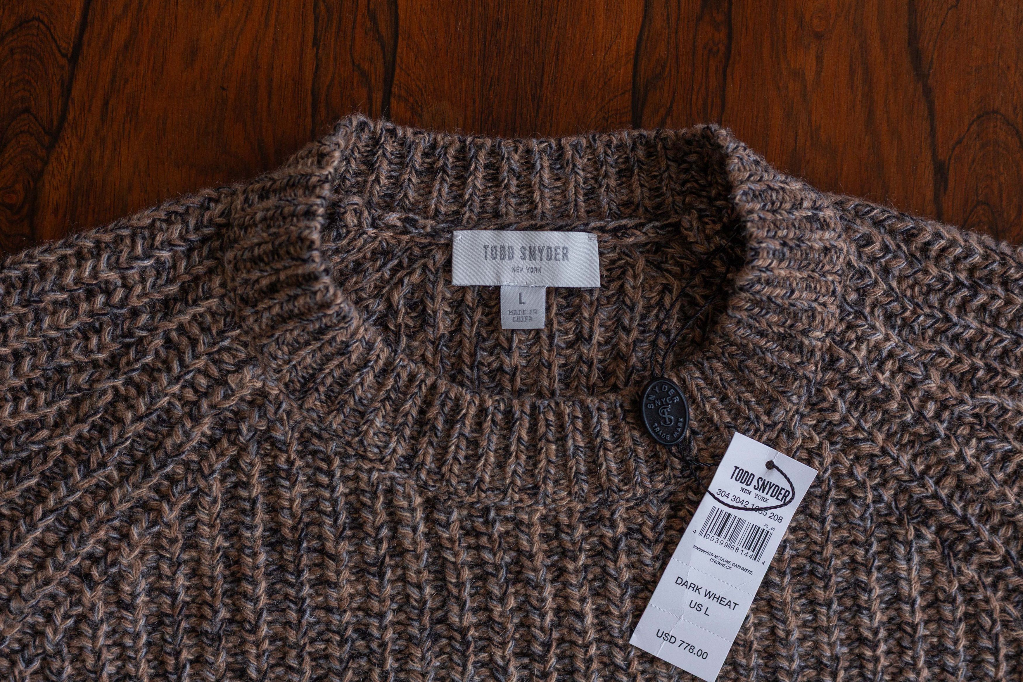Todd Snyder NWT Todd Snyder Mouline Cashmere Crewneck | Dark Wheat Size US L / EU 52-54 / 3 - 3 Thumbnail