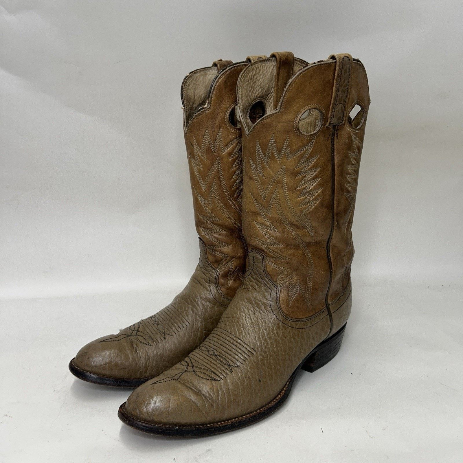 Dan Post Vintage Dan Post Bullhide Cowboy Boots Two-Tone “Tan” Size US 11 / EU 44 - 3 Thumbnail