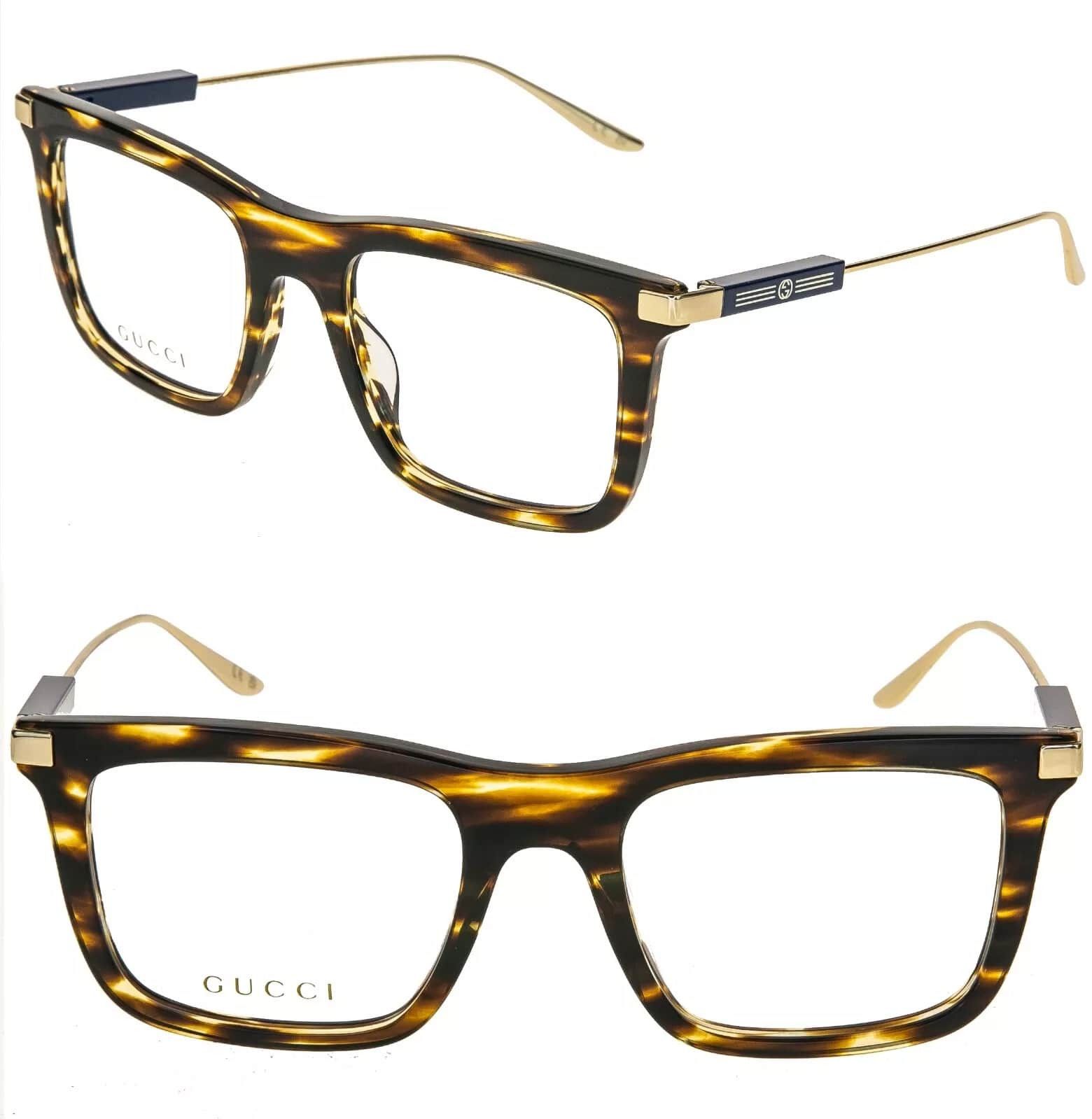 Gucci GUCCI 1438 Gold Havana Stripe Logo Eyeglasses GG1438O 003 Size ONE SIZE - 1 Thumbnail