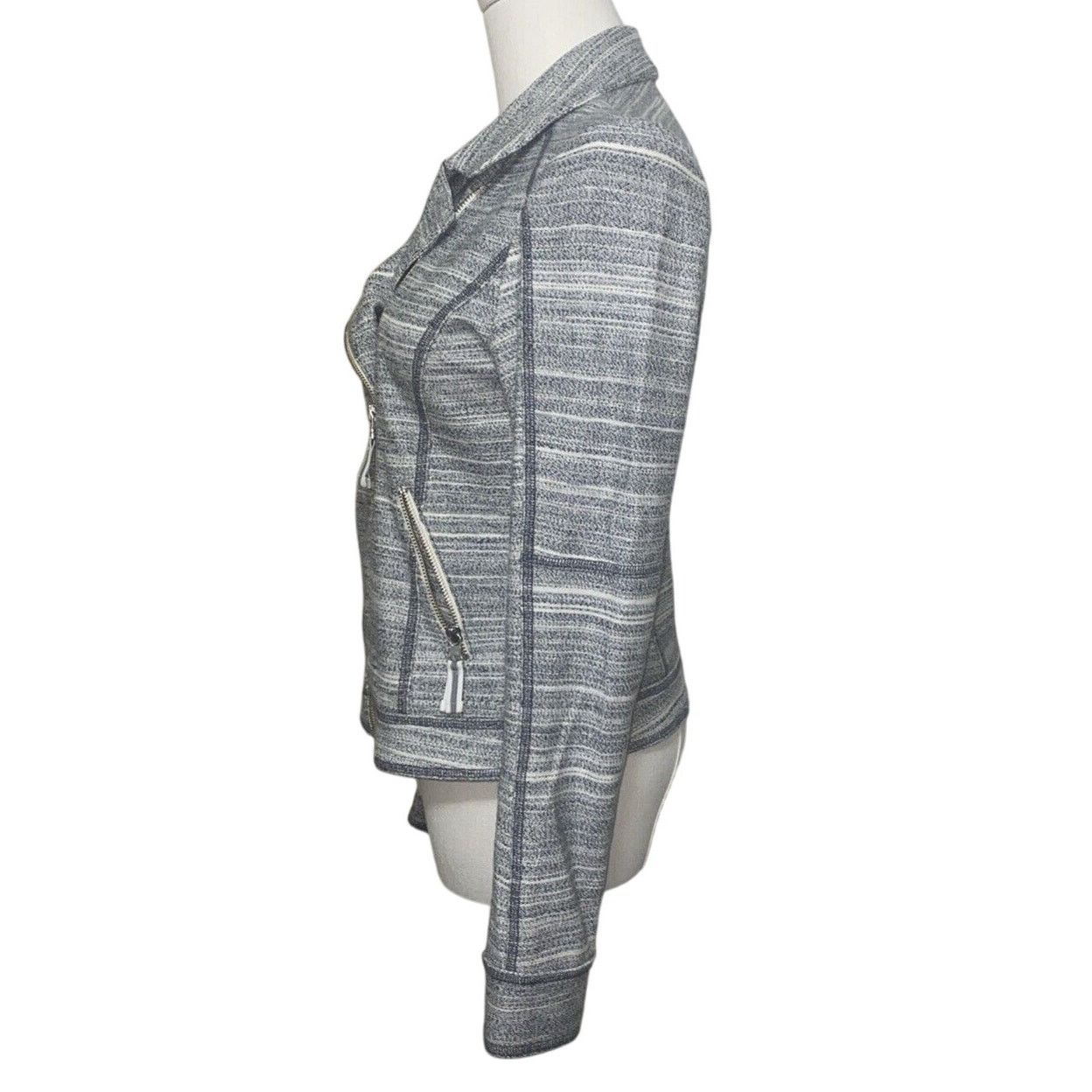 Anthropologie by Anthropologie Gray Asymmetrical Zip Moto Jacket XS Size XS / US 0-2 / IT 36-38 - 4 Thumbnail