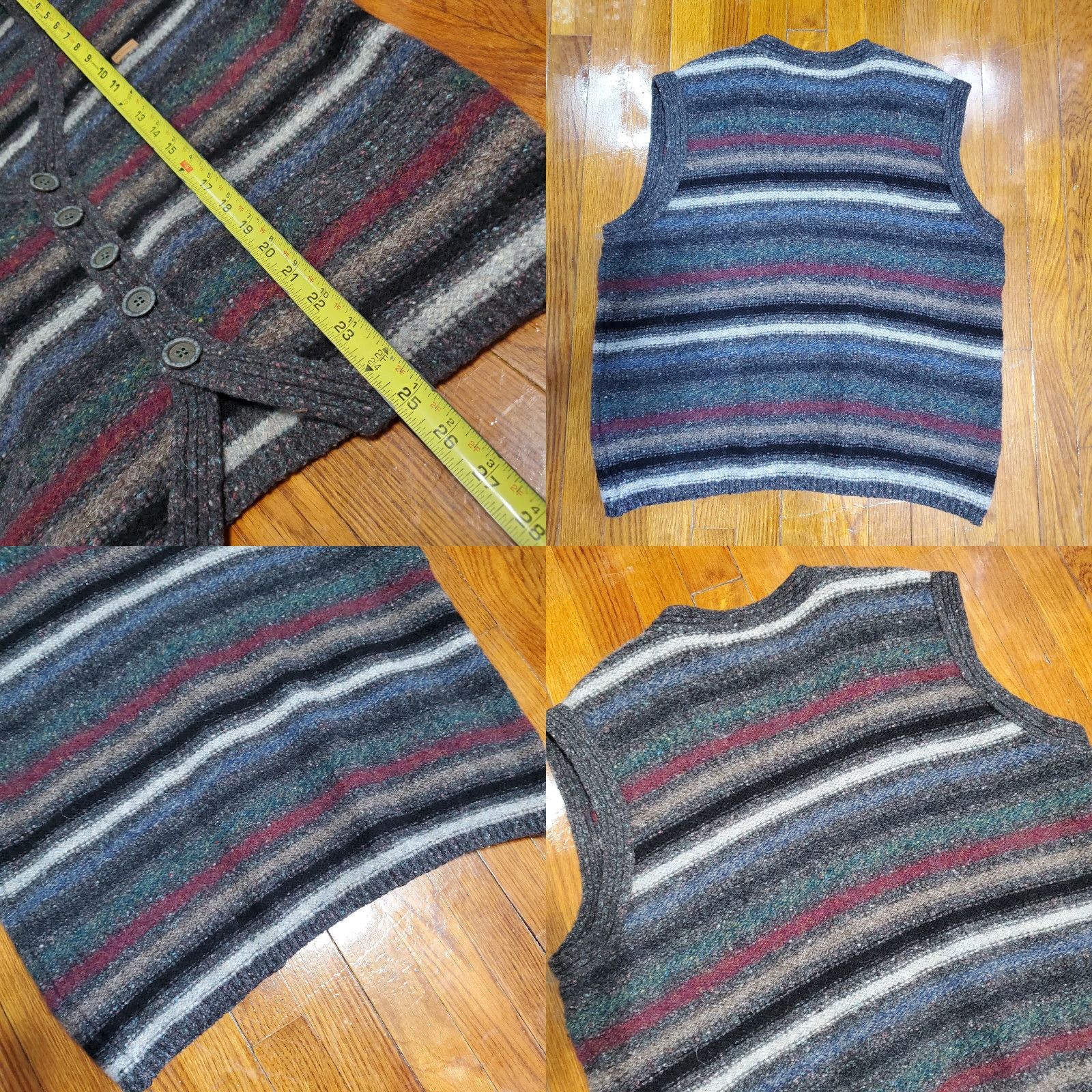 Les Copains VTG Les Copains Sportswear Striped Oversized Wool Silk Cardigan Vest XL Multicolor 1980s Rare Mens Womens? Size XL / US 12-14 / IT 48-50 - 8 Thumbnail