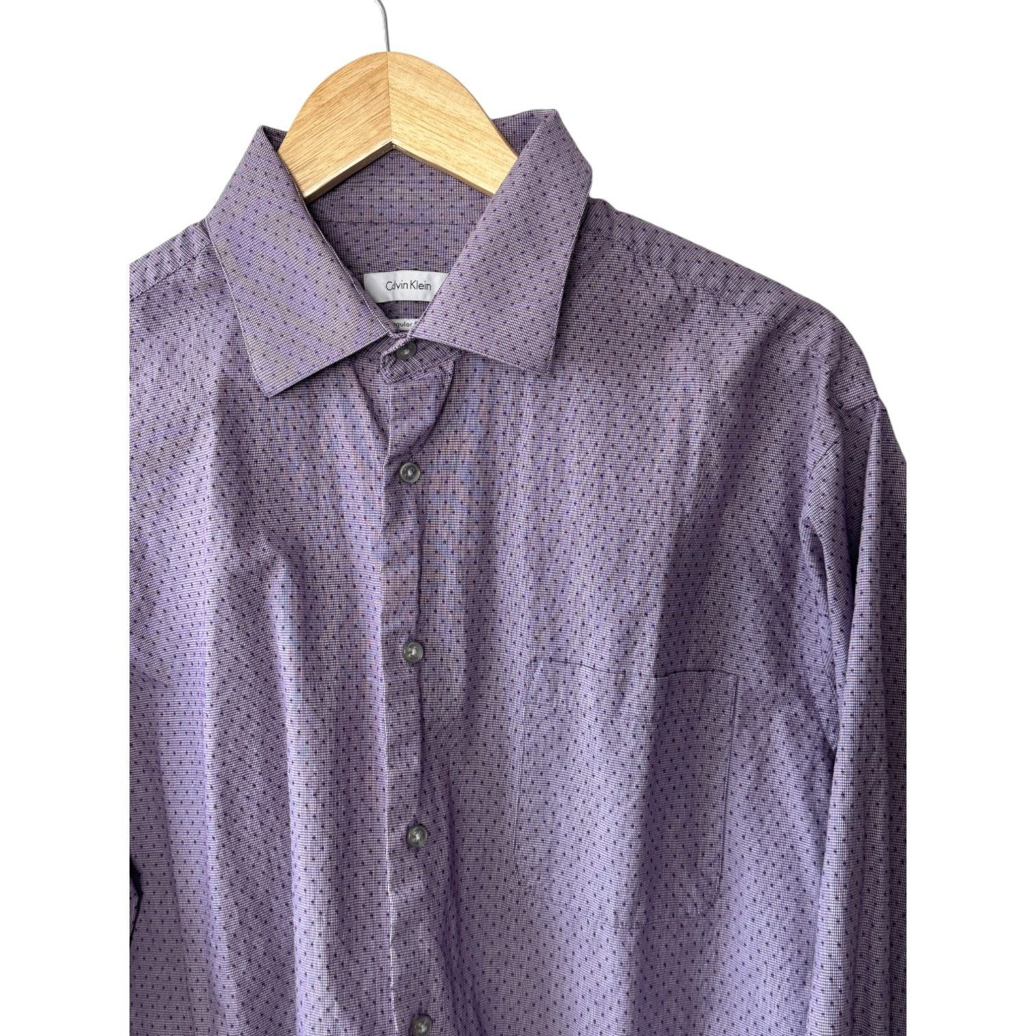 Calvin Klein Calvin Klein Purple Dot Regular Fit Shirt Men's XL 17 34/35 Size US XL / EU 56 / 4 - 4 Thumbnail