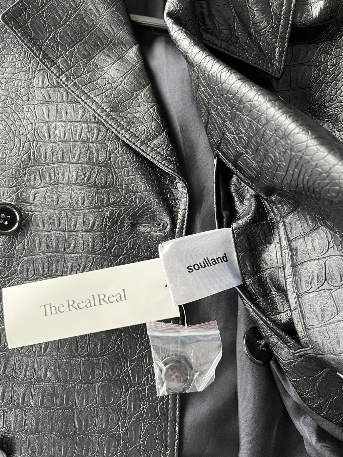 Soulland Super Rare Brand New Croc Embossed Leather Blazer Jacket Size US XL / EU 56 / 4 - 12 Thumbnail