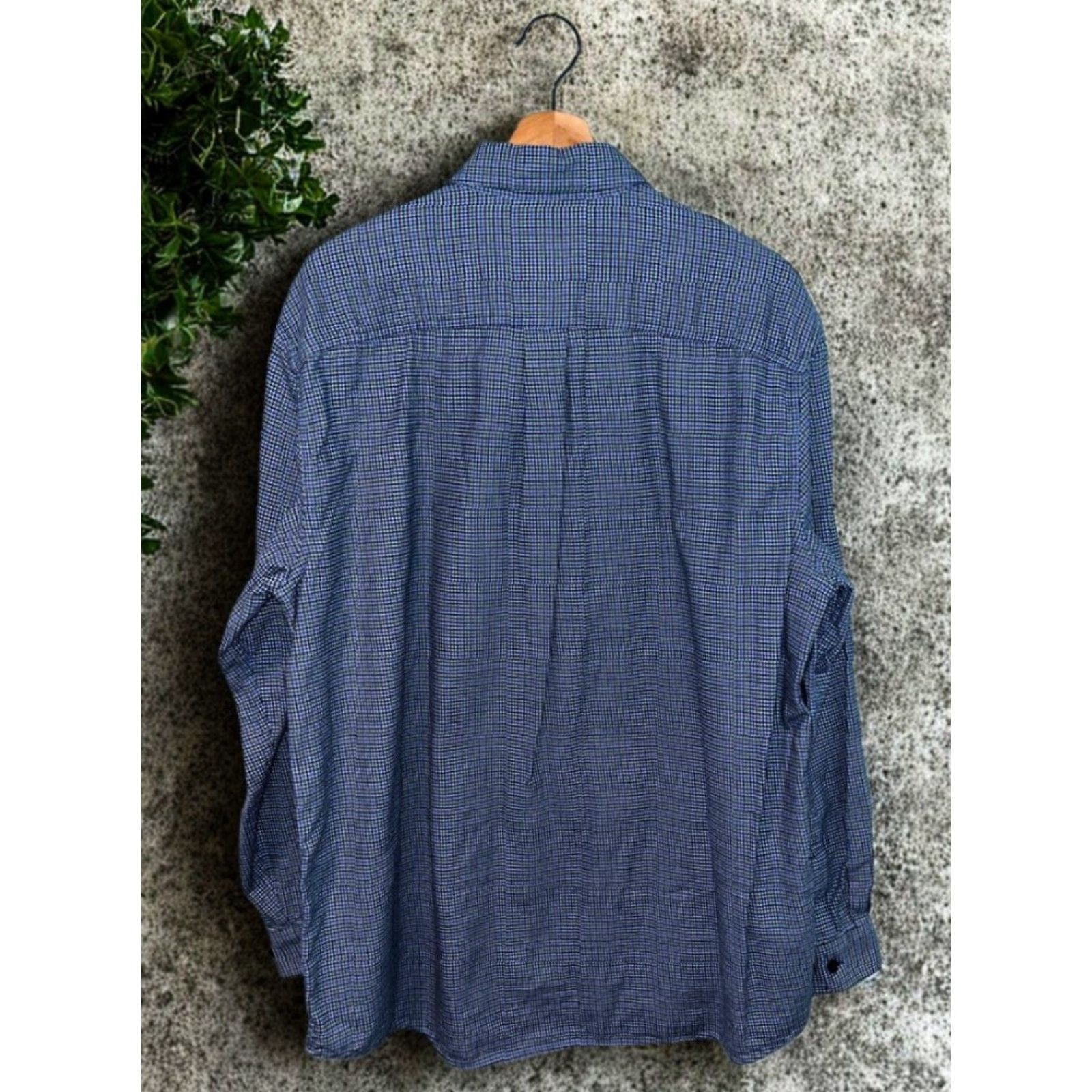 Vintage LL Bean Mens Large Multi Blue Houndstooth Check Flannel Button Down Shirt Pocket Size US L / EU 52-54 / 3 - 7 Thumbnail