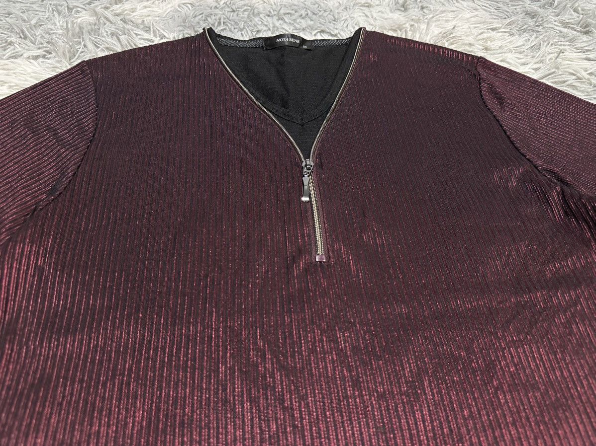 If Six Was Nine 🔥Sick Y2K Nota Bene Zipper Ribbed Tee Metallic Red Size US M / EU 48-50 / 2 - 2 Thumbnail