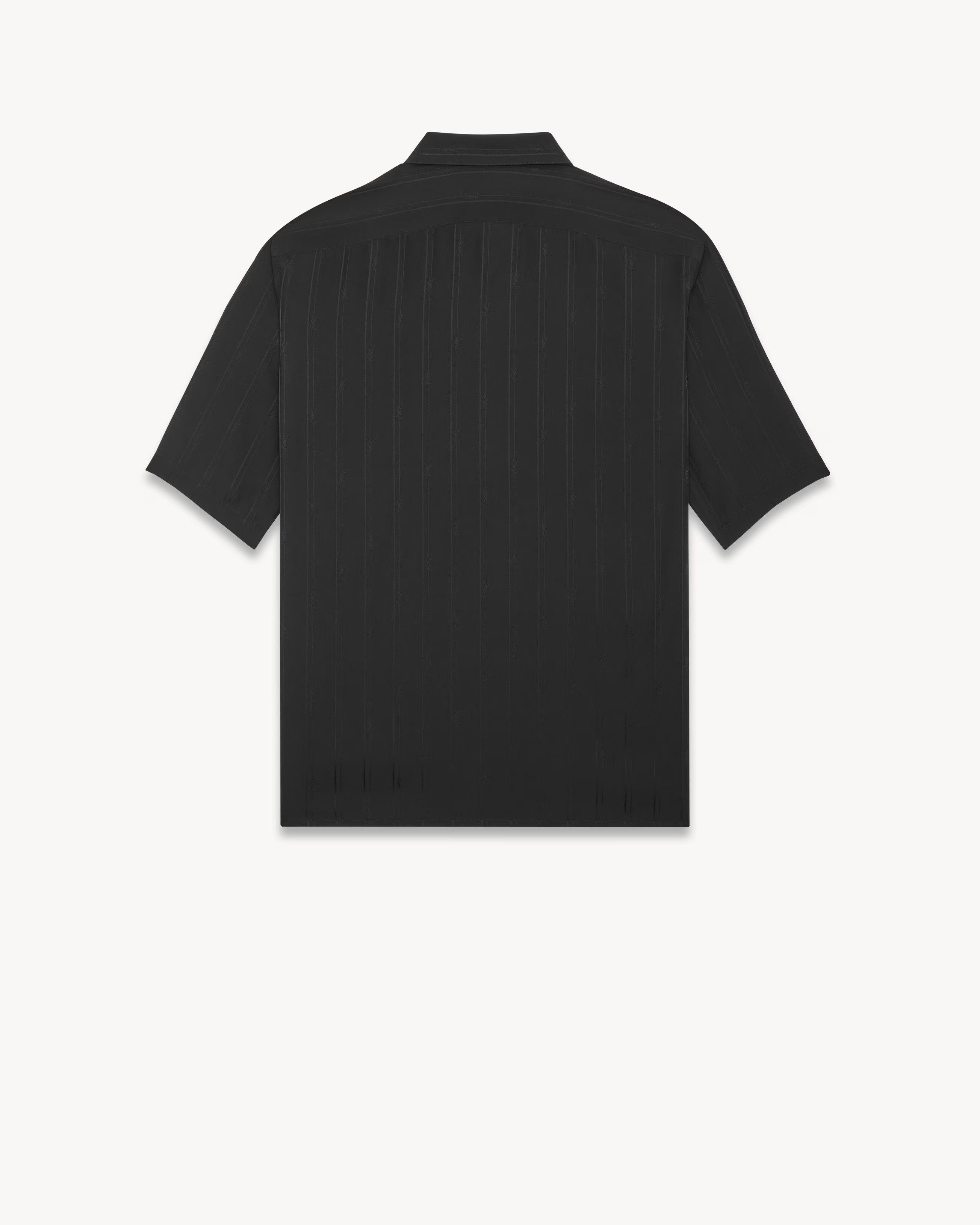 Saint Laurent Paris os11x1224 Shirt In Matte Shiny Cassandre Striped Silk Black Size US XL / EU 56 / 4 - 2 Thumbnail