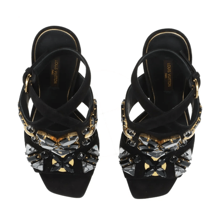 Louis Vuitton Cut Out Crsytal Suede Sandal Size US 6.5 / IT 36.5 - 7 Thumbnail