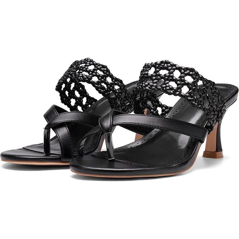 Other Coutgo Women's Size 8.5 Black Mesh Open Toe Thong Sandals Size US 8.5 / IT 38.5 - 3 Thumbnail