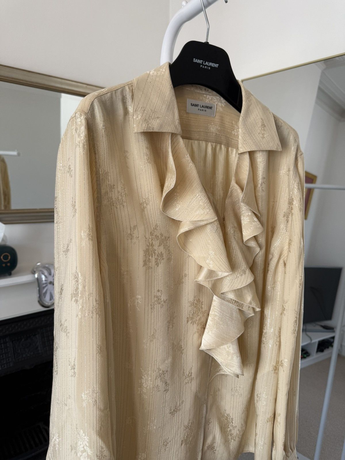 Saint Laurent Paris SS22' Saint Laurent Fitted Ruffled Silk Shirt Size US M / EU 48-50 / 2 - 5 Thumbnail