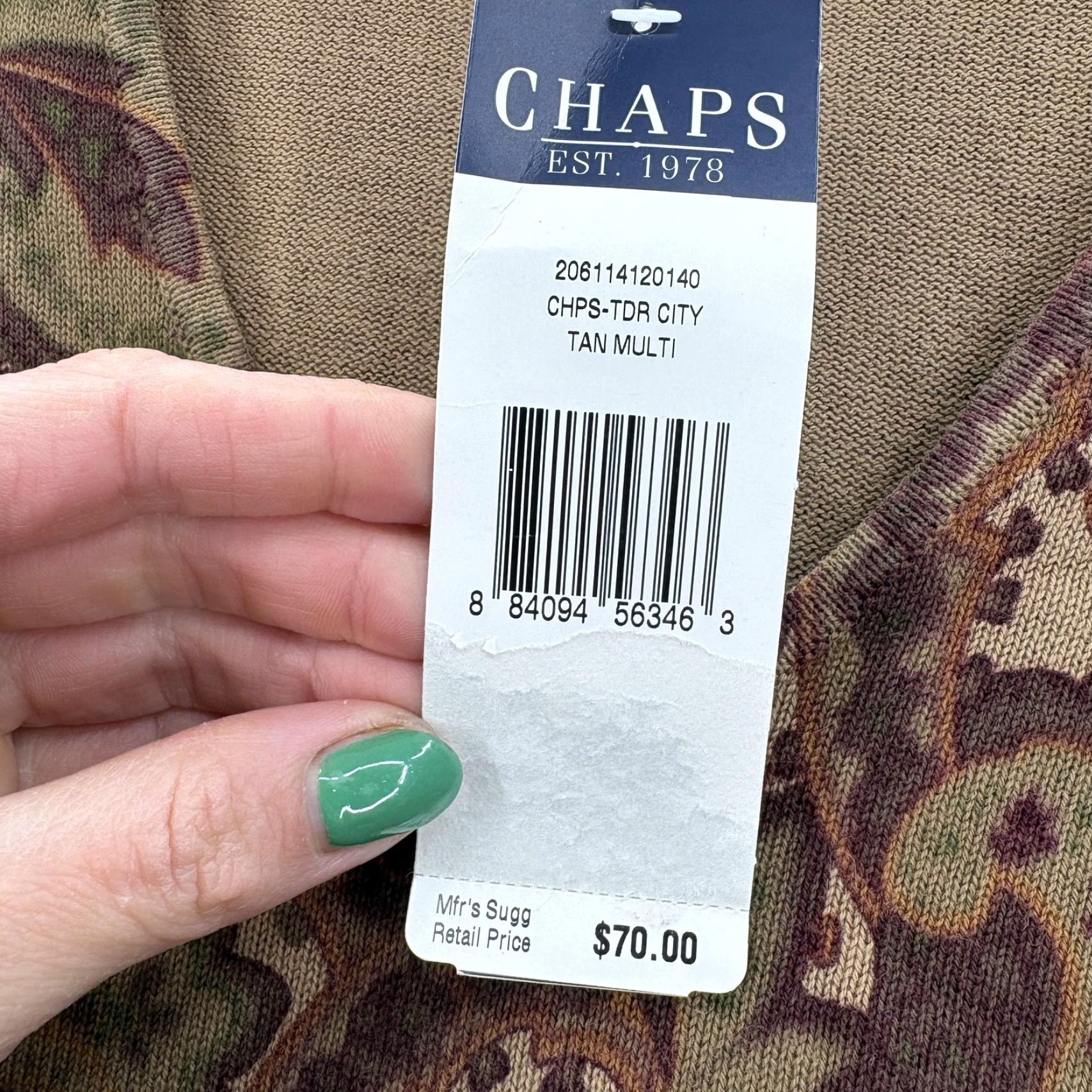 Chaps Chaps Sweater Womens XL Multicolor Paisley V Neck 100% Cotton Pullover NWT Size XL / US 12-14 / IT 48-50 - 6 Thumbnail