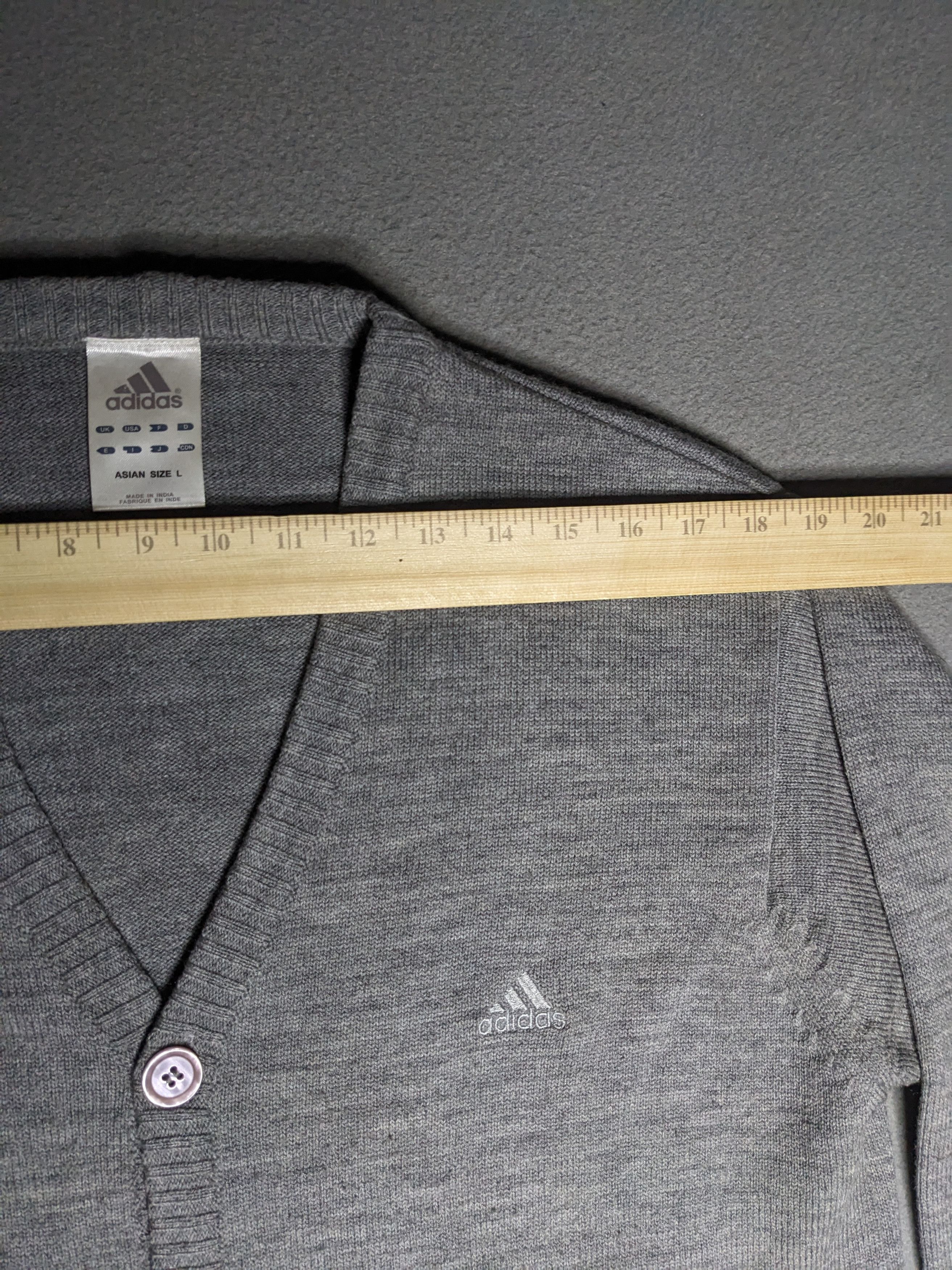 Adidas VTG Adidas Cardigan Knit Sweater Mens Large Wool Acrylic Y2K Size US L / EU 52-54 / 3 - 11 Thumbnail