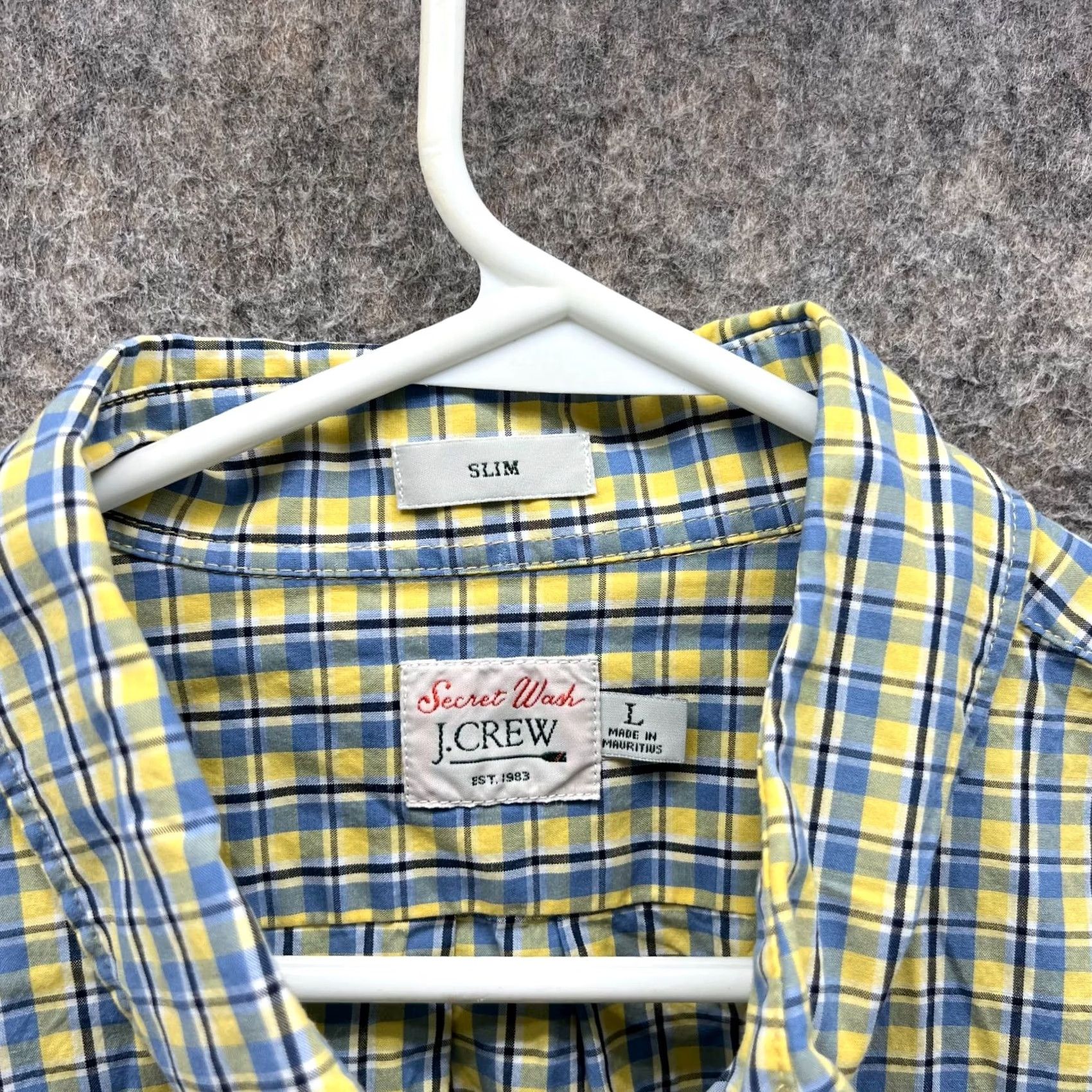 J.Crew J.CREW Shirt Men Large Cotton Green Yellow Button-Down Slim Plaid Casual Formal Workwear 44 in Chest Vintage No Size US L / EU 52-54 / 3 - 5 Thumbnail