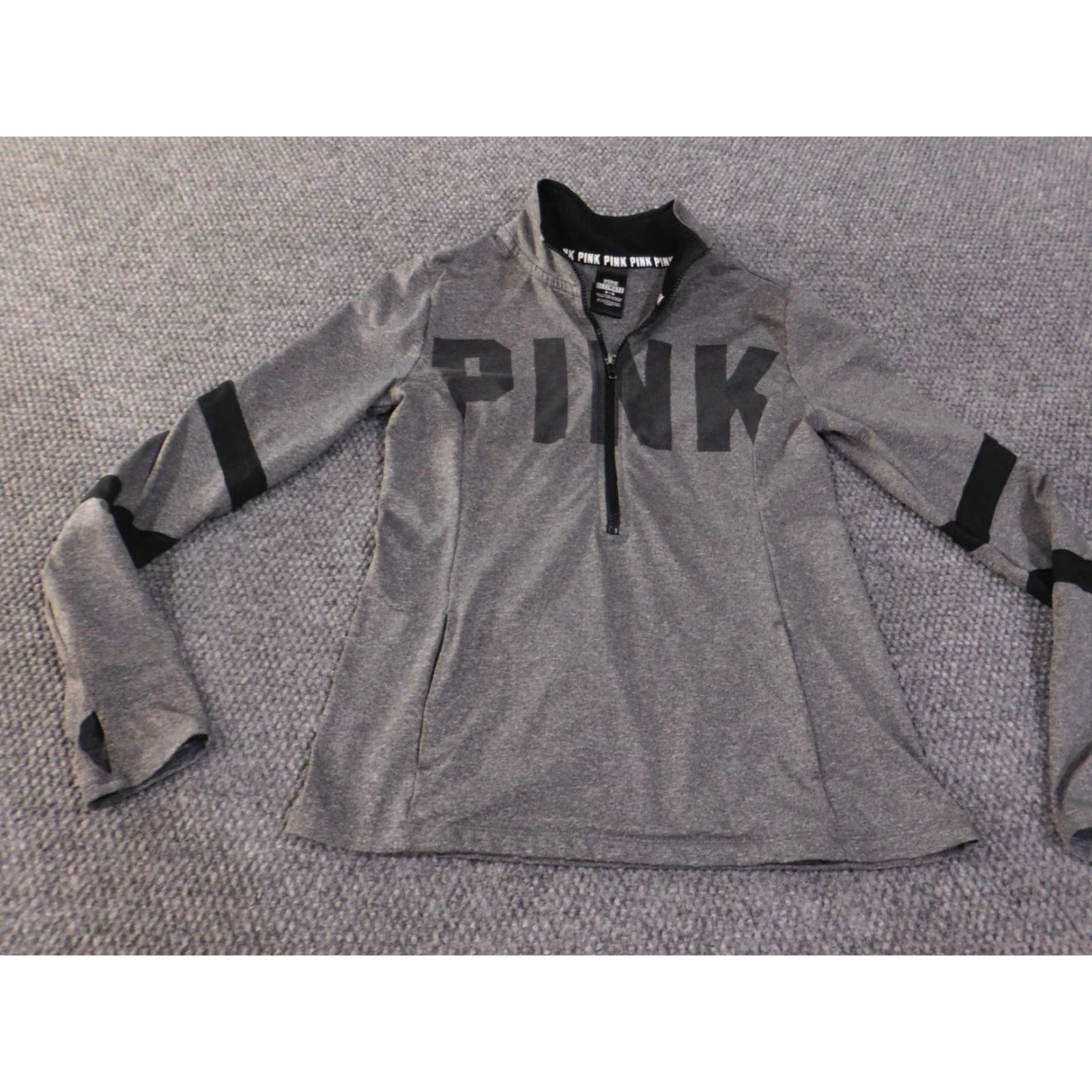 Victoria's Secret Victoria's Secret PINK Sweatshirt Regular M Gray Geometric Logo Pullover Mock Neck Raglan Style Love Stretch Womens Size M / US 6-8 / IT 42-44 - 3 Thumbnail