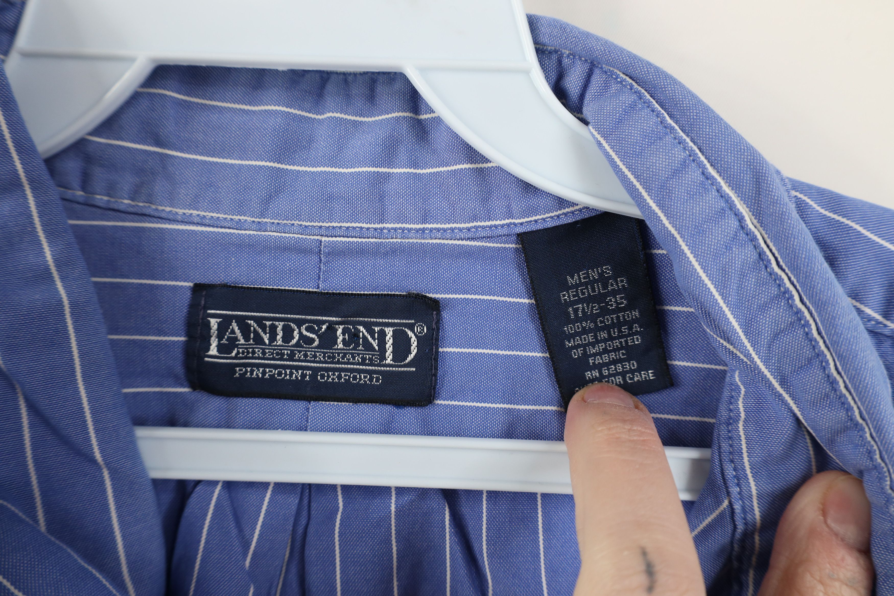 Lands' End Vintage 90s Lands End Pinpoint Oxford Button Down Shirt USA Size US L / EU 52-54 / 3 - 7 Thumbnail