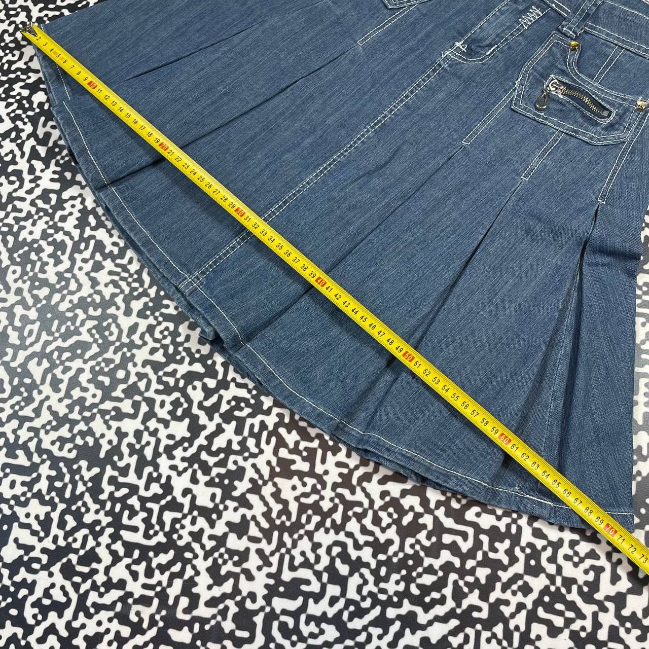 Japanese Brand Vintage Y2K Japanese Denim Flared Midi Skirt Retro Style Size 28" / US 6 / IT 42 - 16 Thumbnail