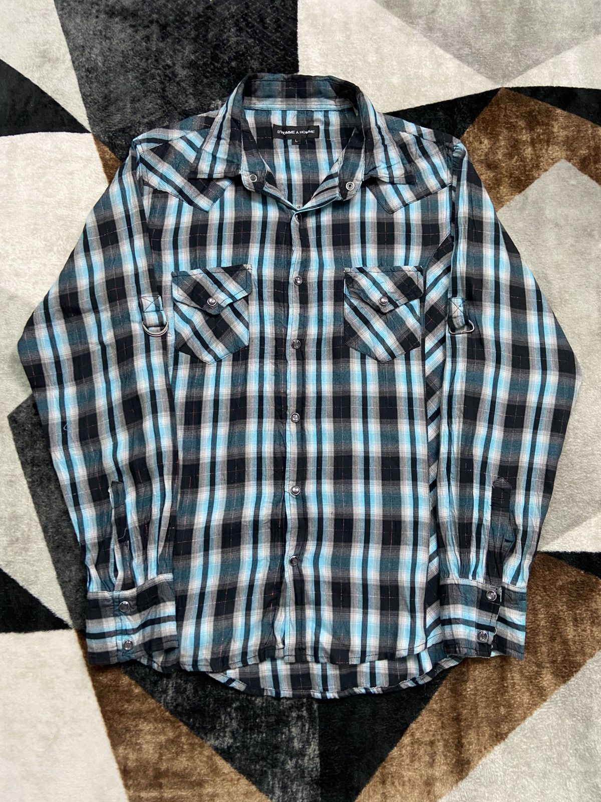 Japanese Brand 2000s D'Homme A Homme Shadowplaid Grunge Size US L / EU 52-54 / 3 - 3 Thumbnail