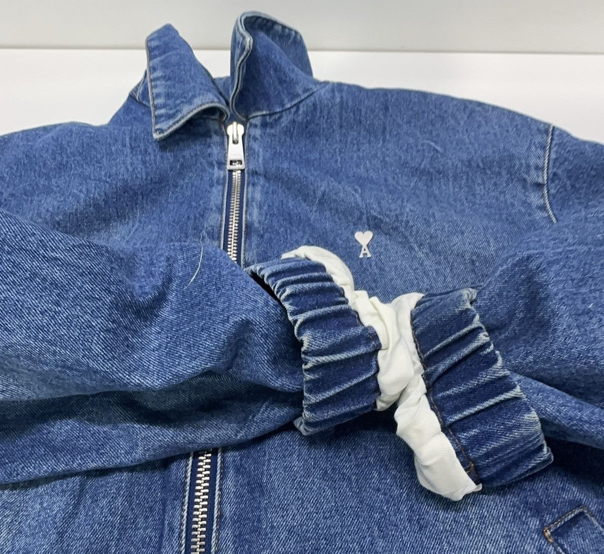 AMI AMI Paris Ami de Cœur Zipped Denim Jacket Size US XL / EU 56 / 4 - 6 Thumbnail