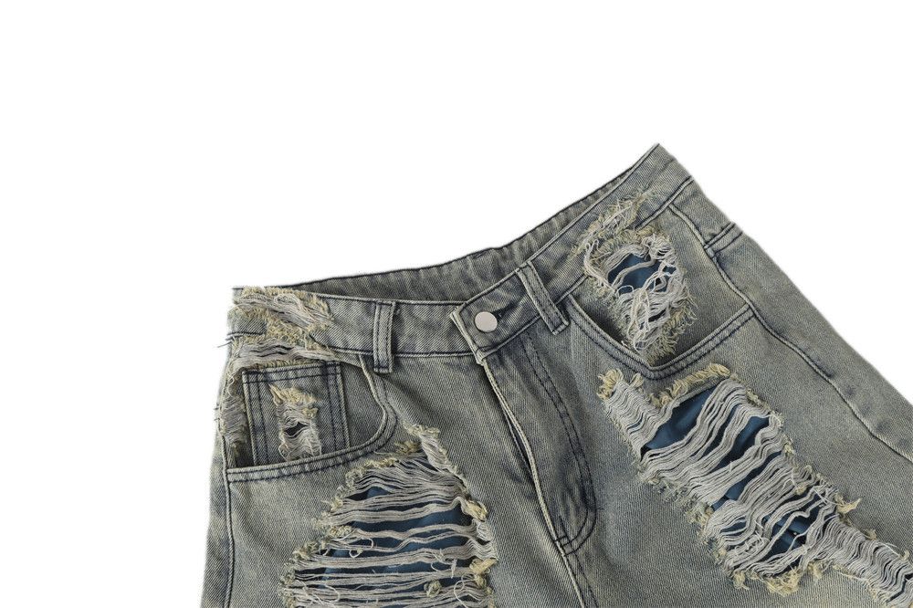 Japanese Brand × Jean Distressed men's washed punk heavy-duty ripped jeans Size US 32 / EU 48 - 3 Thumbnail
