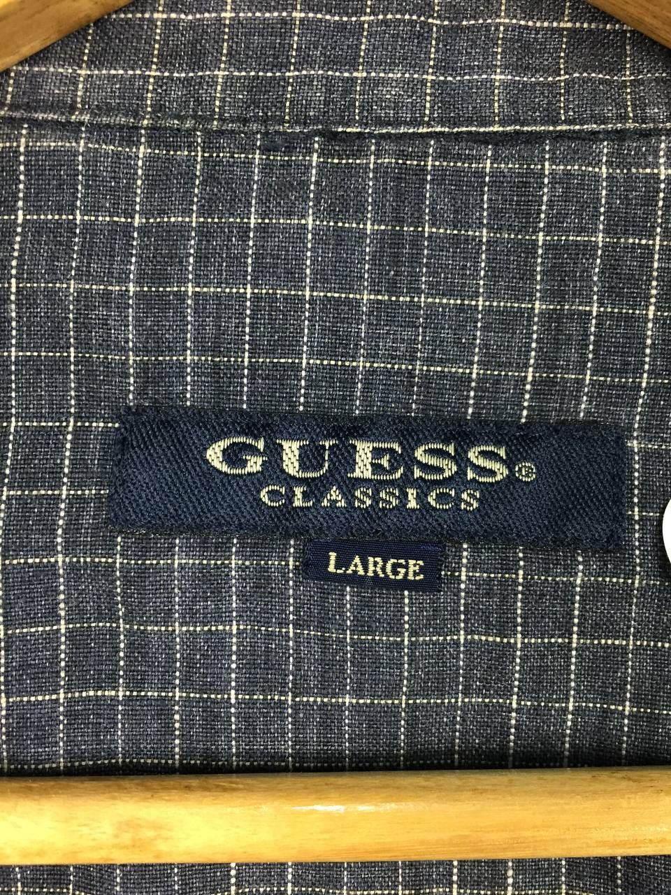 Guess Vtg GUESS Classics Linen Micro-Check Full Zip Shirt Jacket Size US L / EU 52-54 / 3 - 11 Thumbnail