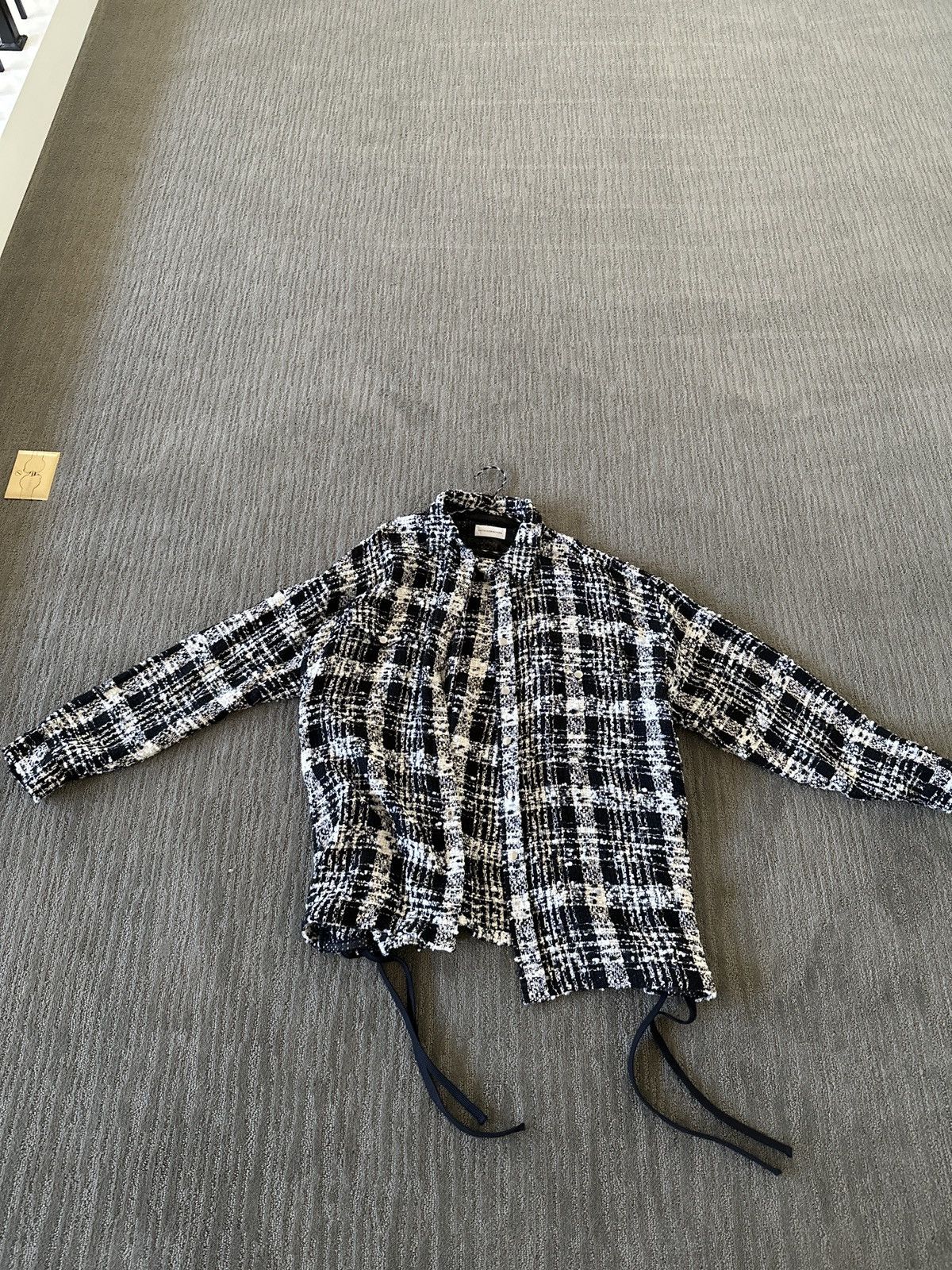 image of Faith Connexion Black & White Tweed Laced Over Shirt, Men's (Size XL)