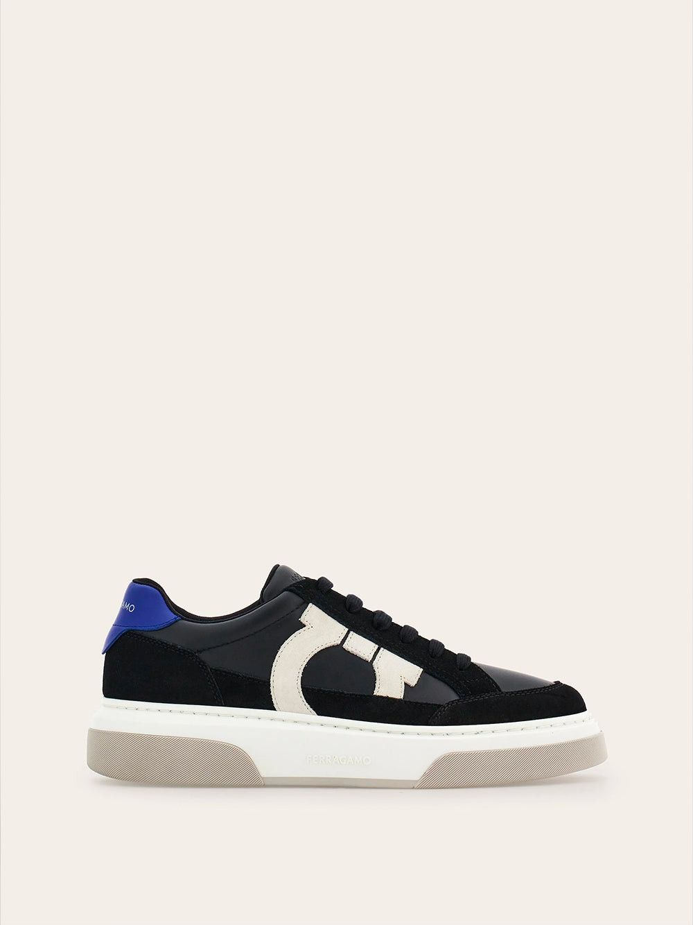 image of Salvatore Ferragamo Gancini Low Sneakers Size 9 in Black, Men's