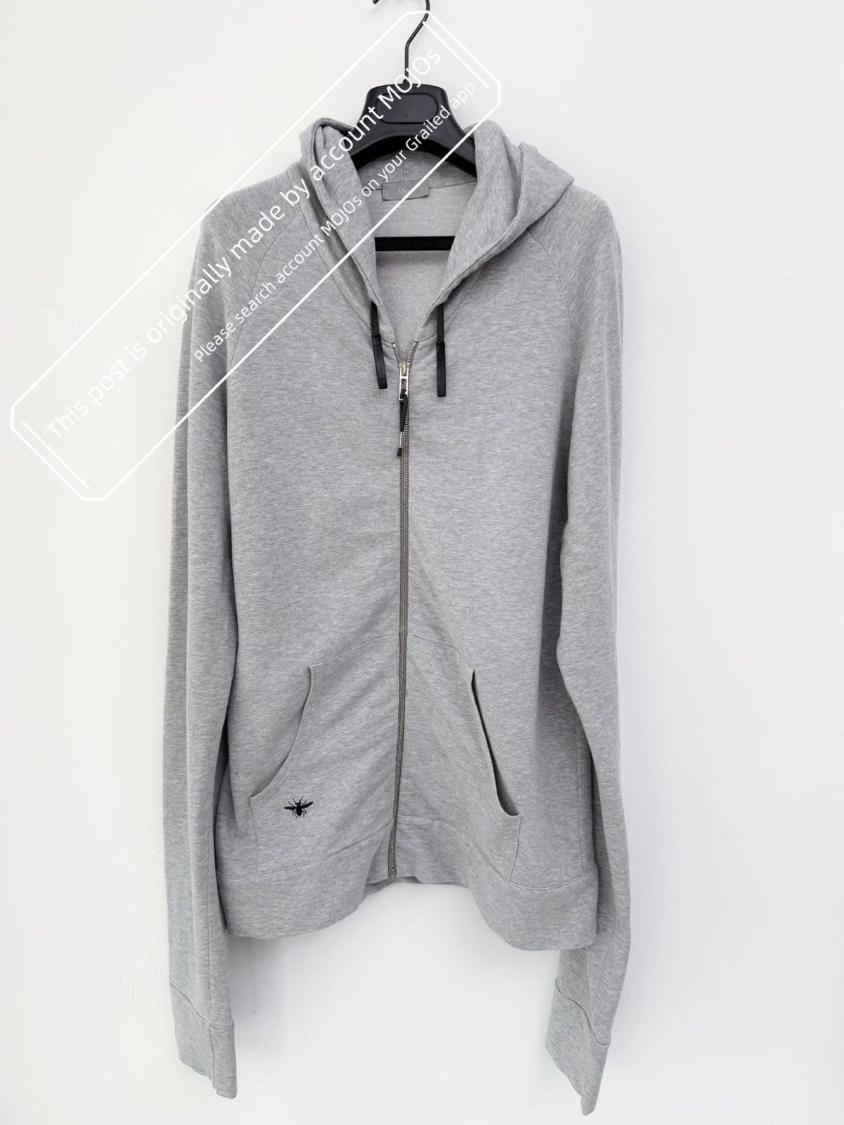 DIOR HOMME 蜂刺繍 ジップアップパーカー グレー Dior × Kris Van Assche Dior Homme FW09 Zip Up Bee Hoodie | Grailed