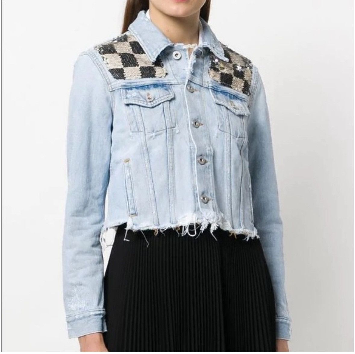 Off-White OFF-WHITE C/O VIRGIL ABLOH CHECKERED DENIM JACKET size 40 Size L / US 10 / IT 46 - 1 Thumbnail