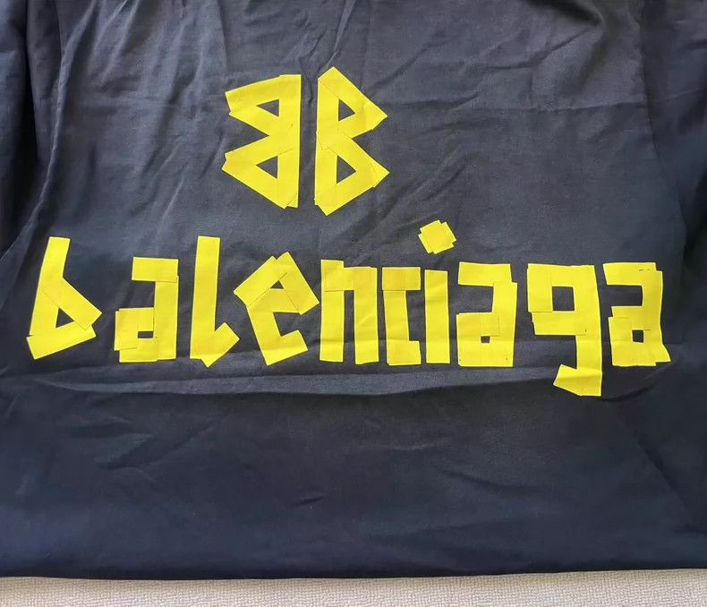 Balenciaga Balenciaga Tape Letter Logo Printed Jersey Crew Neck Loose Size US XS / EU 42 / 0 - 3 Thumbnail