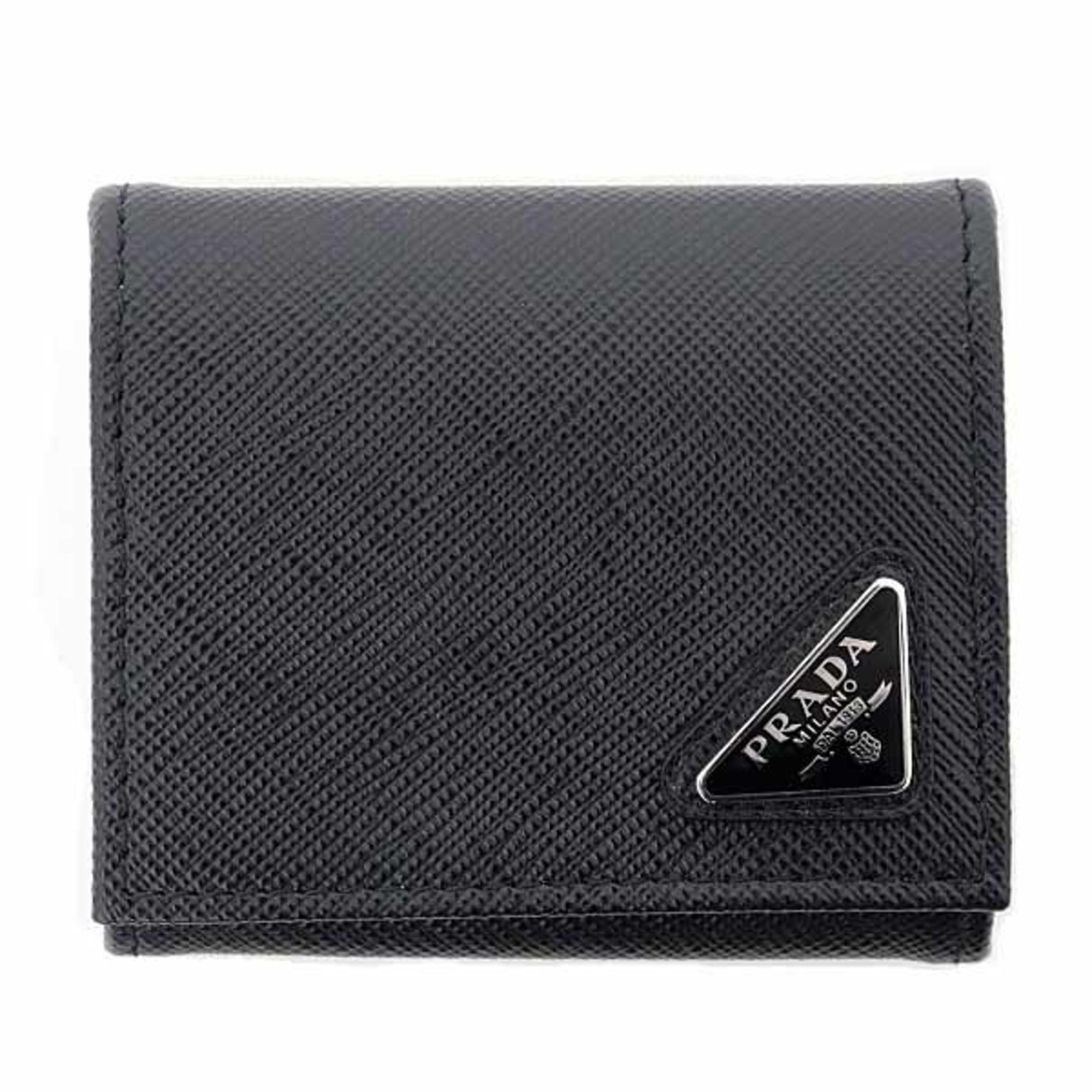 Prada Prada Saffiano Triangle Coin Case, 2MM935_QHH_F0002, Black Size ONE SIZE - 1 Thumbnail