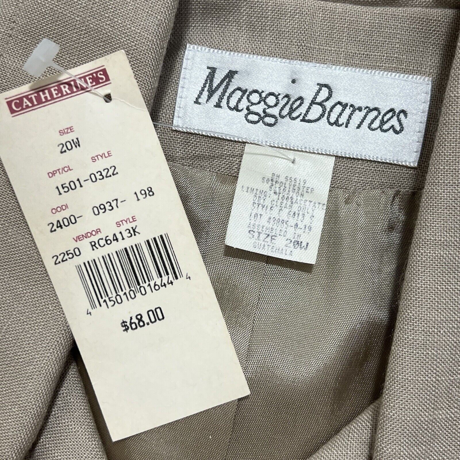 Vintage Vintage Maggie Barnes Button Front Blazer Beige Jacket Size 3XL / US 20-22 - 3 Thumbnail