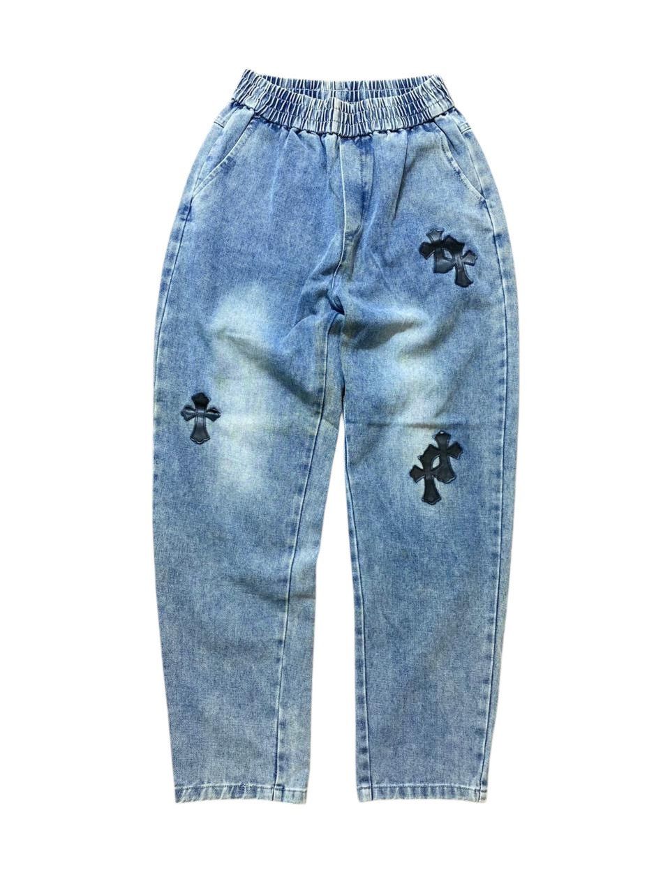 Japanese Brand 2000s Japanese Patchwork Chrome Heart Style Faded Jeans Size US 27 - 1 Thumbnail