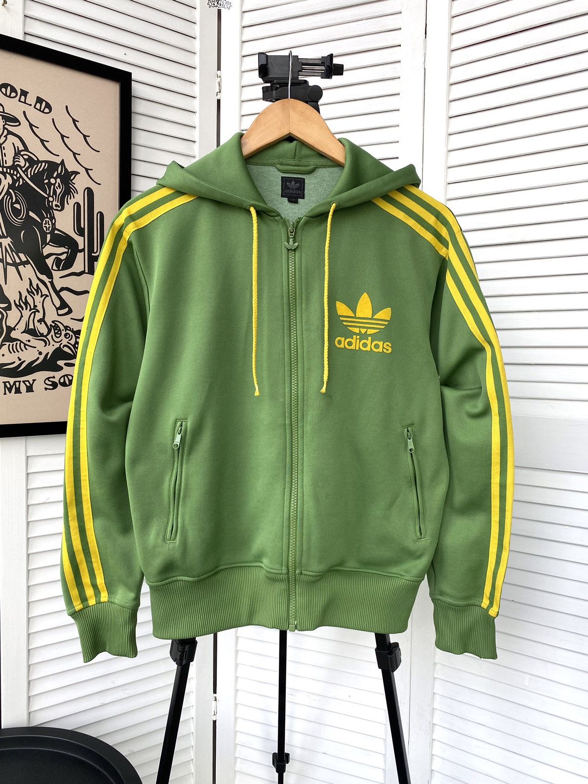 2000'S Adidas Back Logo Nylon Hoodie, Men's XL Nylon black type Vintage Second Hand