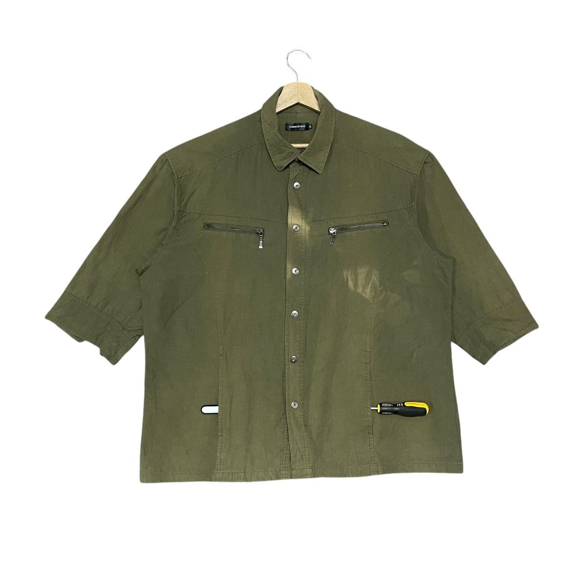 Japanese Brand Vintage Commontage 3/4 Sleeve 100% Silk Utility Army Shirt Size US XXL / EU 58 / 5 - 1 Thumbnail