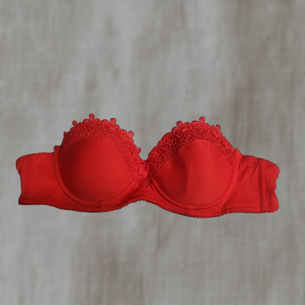 Vintage Fashion Enhancers Bra Red Strapless Women's 34A Shirt Womens 34A Red Strapless Bra Size ONE SIZE - 1 Thumbnail