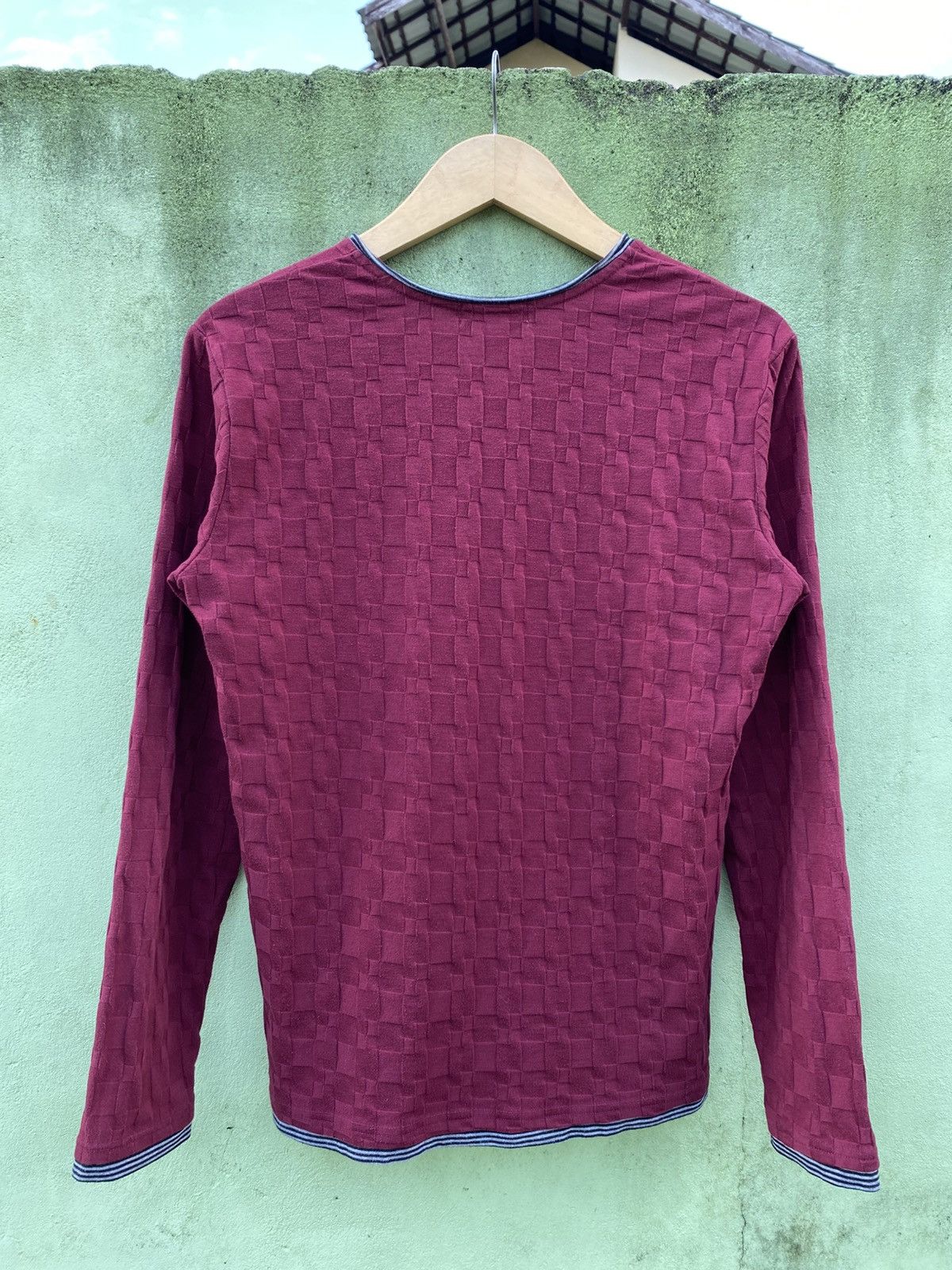 Japanese Brand Beams Heart Burgundy Textured Long Sleeve Japanese Vintage Size US M / EU 48-50 / 2 - 8 Thumbnail