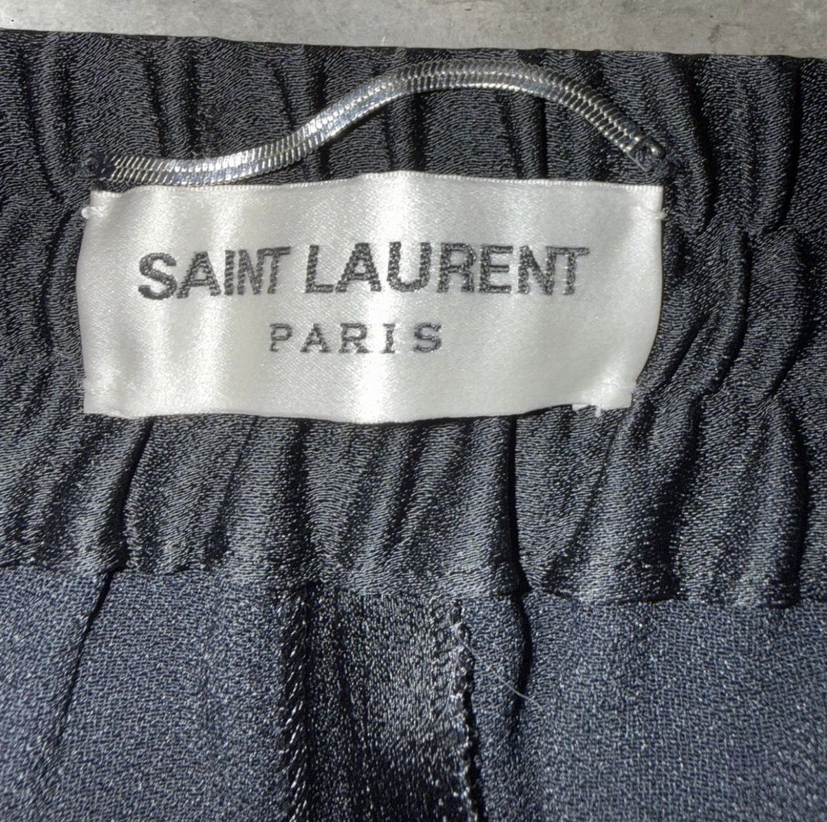 Saint Laurent viscouse satin wide leg track pants