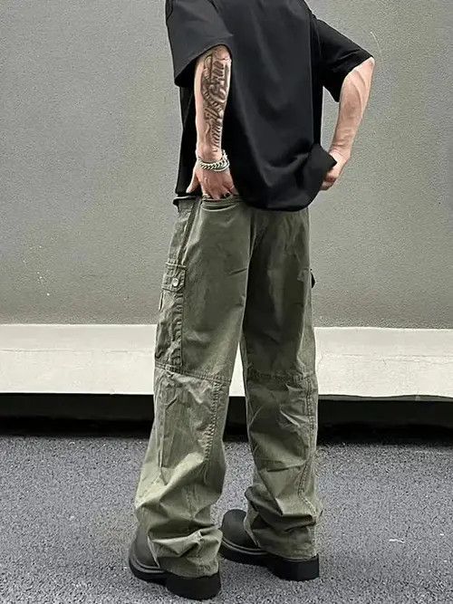 Japanese Brand green military flared baggy utility faded cargo pants Size US 32 / EU 48 - 1 Thumbnail
