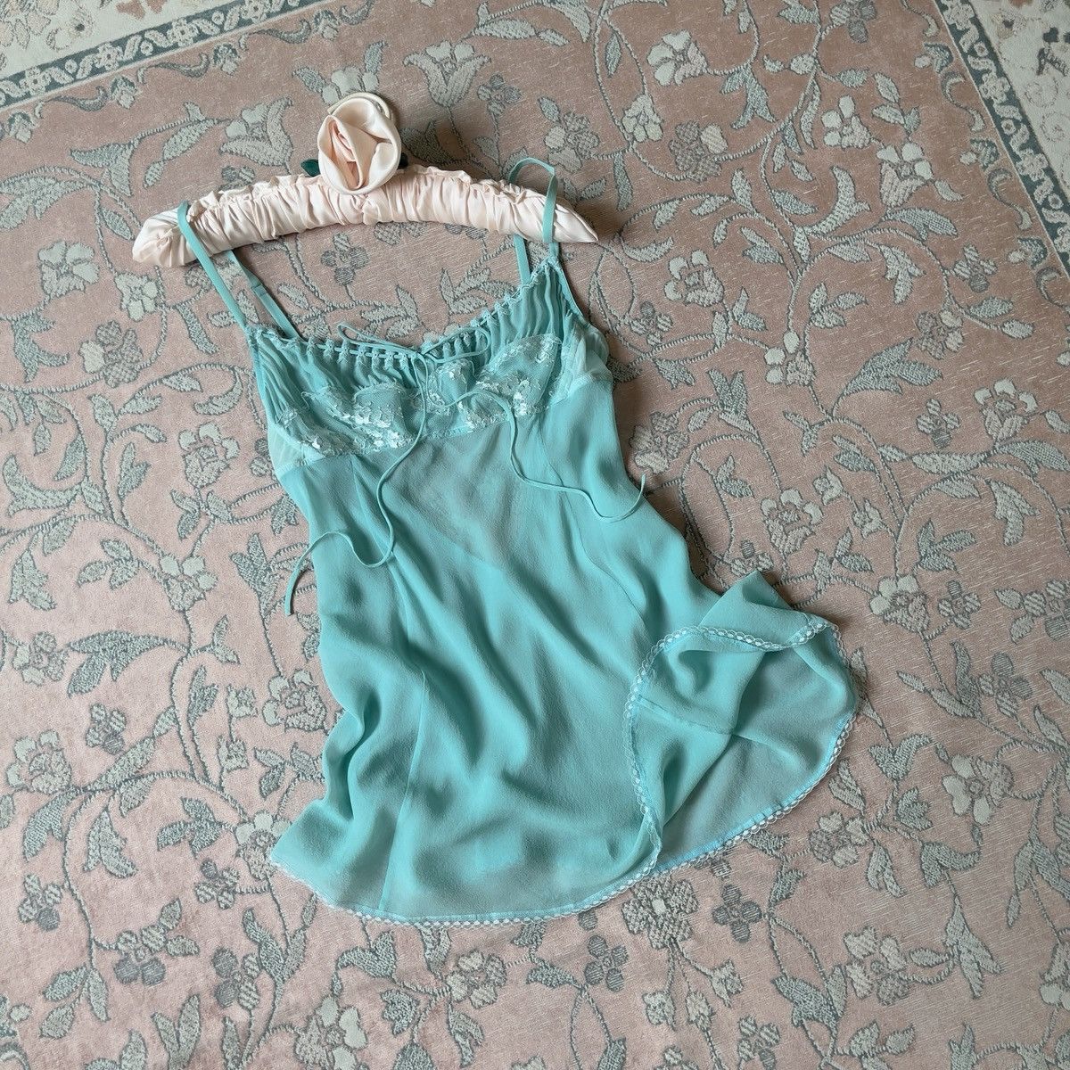 Victoria's Secret Victoria’s Secret Blue Silk Mini Slip Dress (M) Size M / US 6-8 / IT 42-44 - 6 Thumbnail