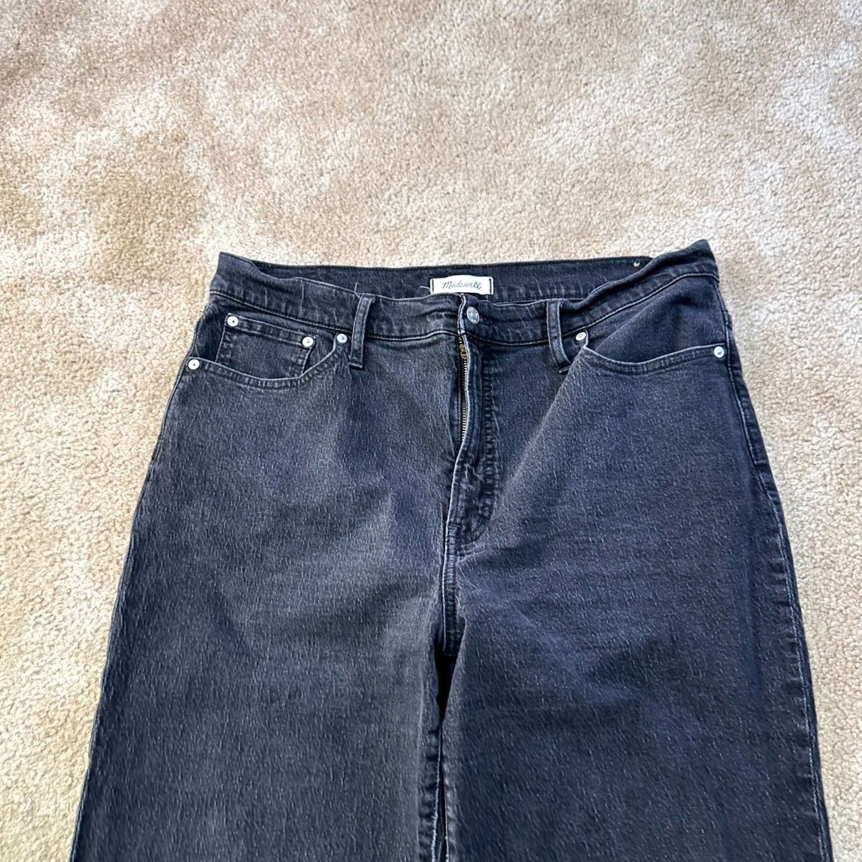 Madewell Madewell Jeans Womens 33 Wide-Leg Black Denim 90s Preppy High Rise Inseam 29 Inseam 29 Size 24" / US 00 / IT 34 - 3 Thumbnail