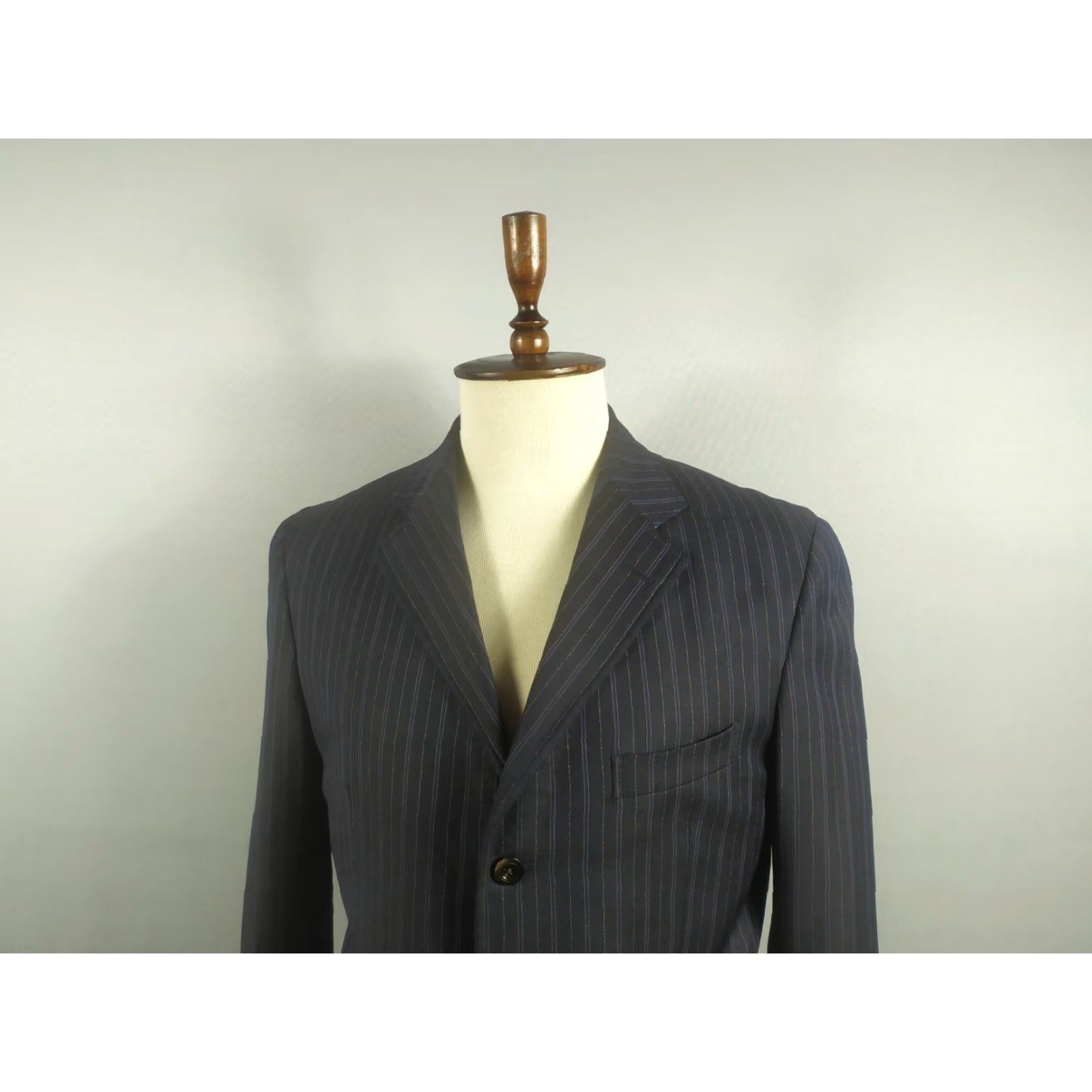 Etro ETRO Wool Suit Men Size 52 Striped 2 Piece Vintage Regular Chest 42 Black 90s Mens Size 52R - 6 Thumbnail