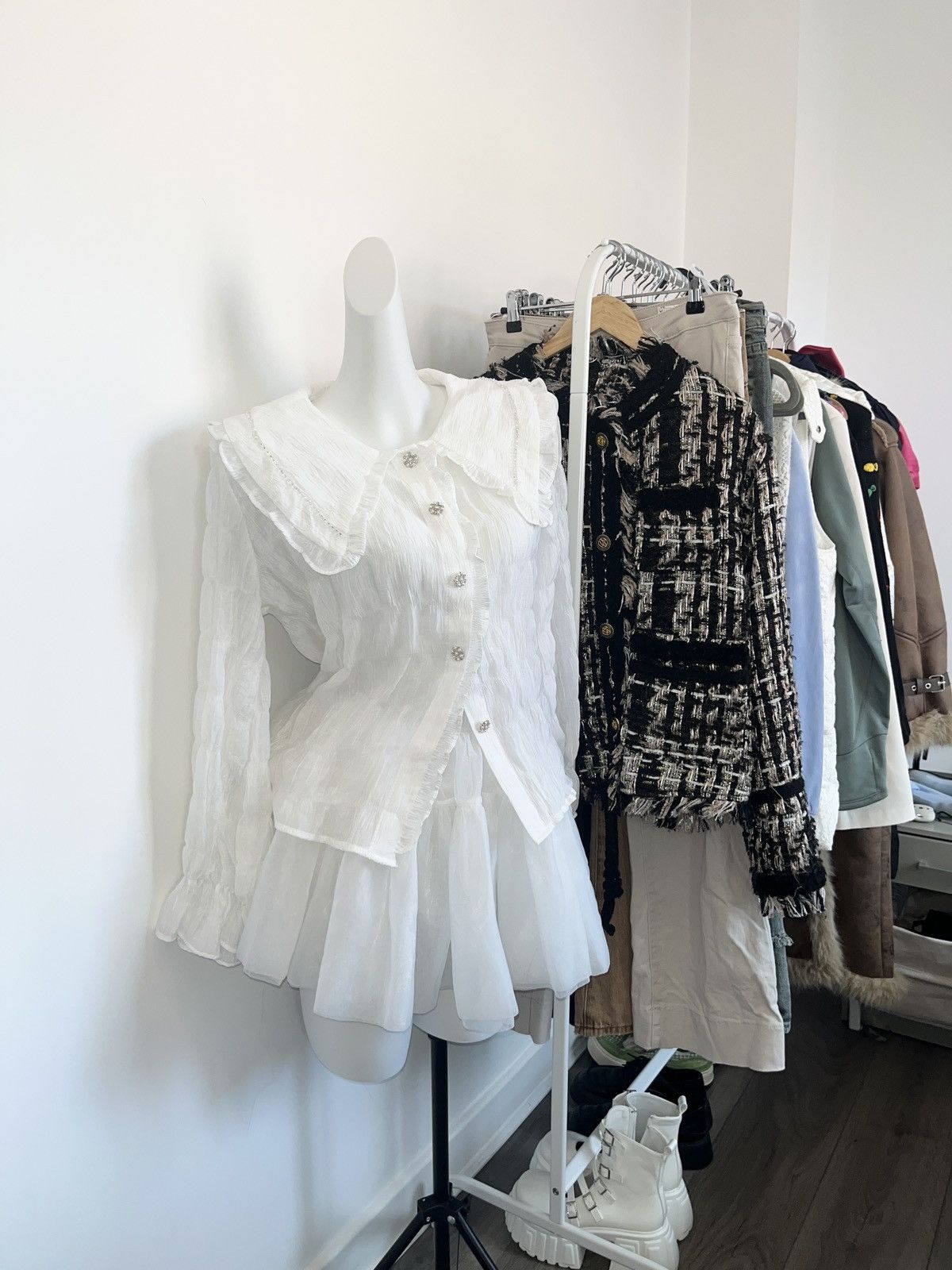 Other dollcore shirt White blouse with oversized sailor collar Size M / US 6-8 / IT 42-44 - 1 Thumbnail