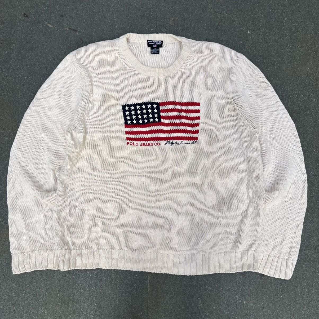 Designer × Polo Ralph Lauren × Vintage Vintage Polo American Flag Knit Sweater Size US L / EU 52-54 / 3 - 1 Thumbnail