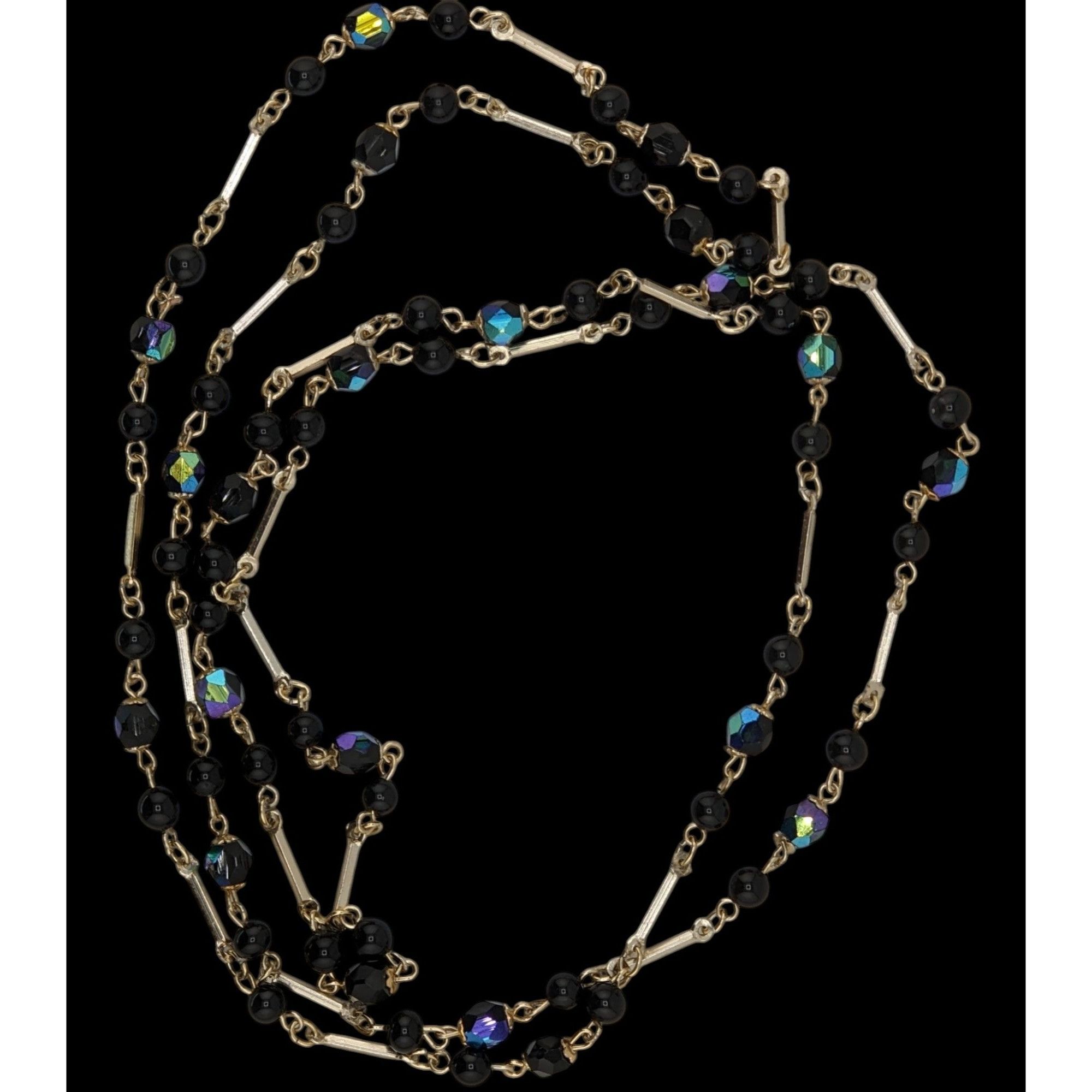 Other Glam Goth Black & Silver-Tone Beaded Necklace With Iridescen Size ONE SIZE - 1 Thumbnail